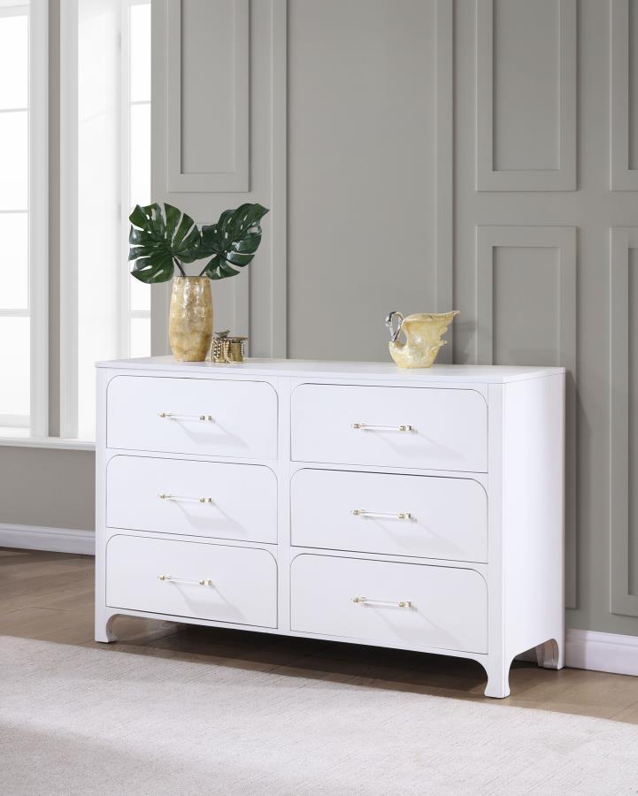 

    
Modern Pearl White Wood Dresser With Mirror 2PCS Coaster Anastasia 224753
