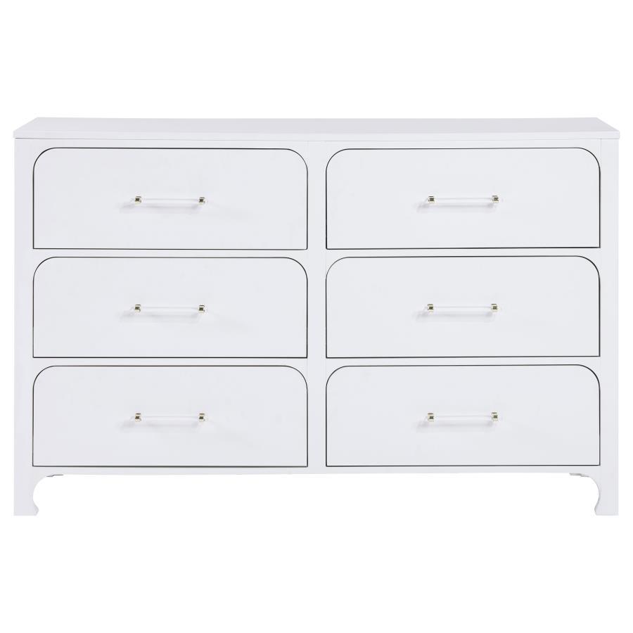

    
Modern Pearl White Wood Queen Panel Bedroom Set 6PCS Coaster Anastasia 224751Q
