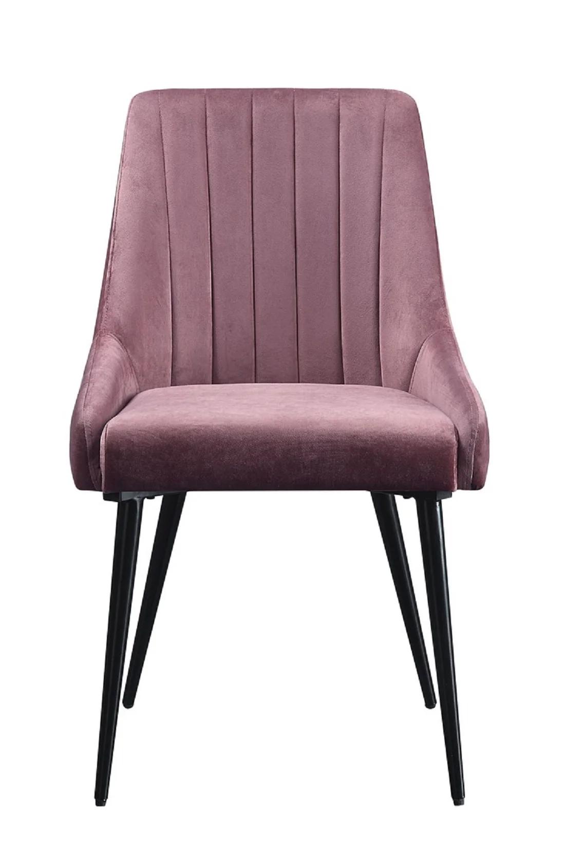 

    
Modern Pink Fabric & Black 2x Dining Chairs by Acme Caspian 74012-2pcs
