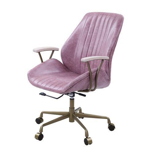 Modern, Classic Home Office Chair Hamilton OF00399 in Pink Top grain leather