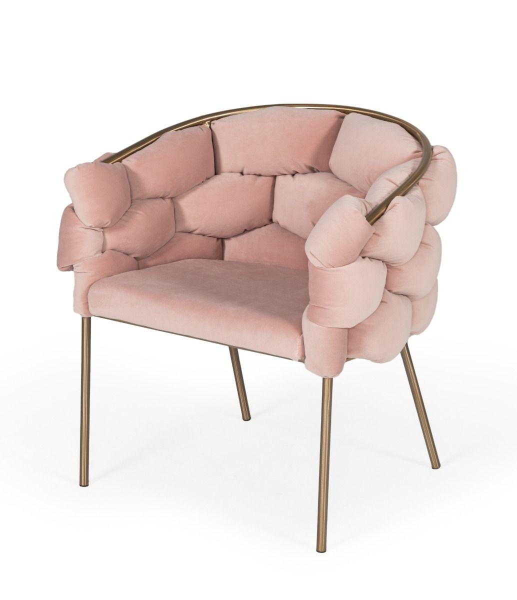 

    
Modern Pink Velour Fabric & Brass Legs Dining Chairs Set by VIG Modrest Debra
