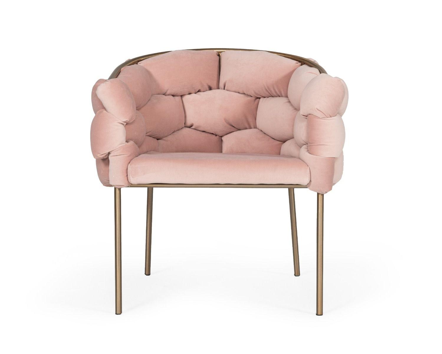 

    
Modern Pink Velour Fabric & Brass Legs Dining Chairs Set by VIG Modrest Debra
