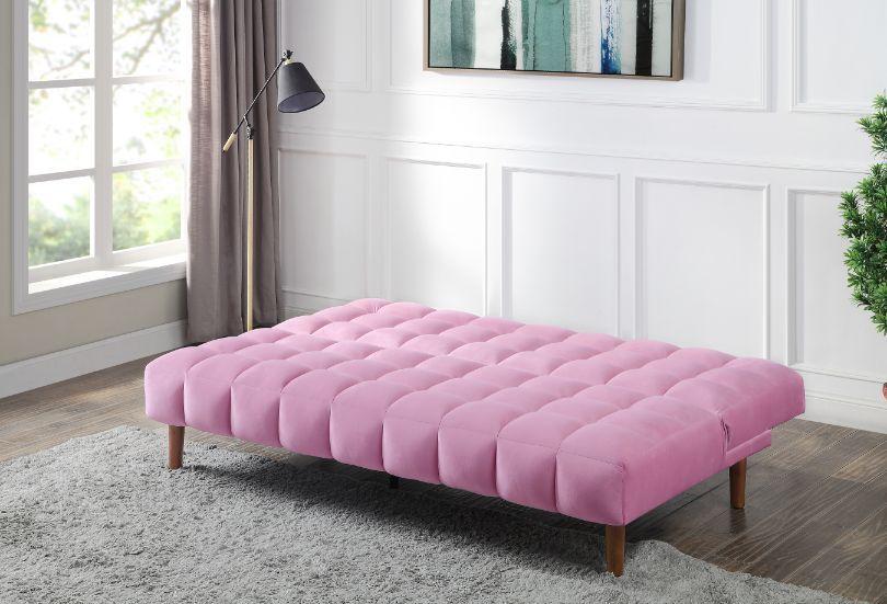 

    
57200 Modern Pink Velvet & Dark Walnut Finish Futon Sofa by Acme Yolandi 57200
