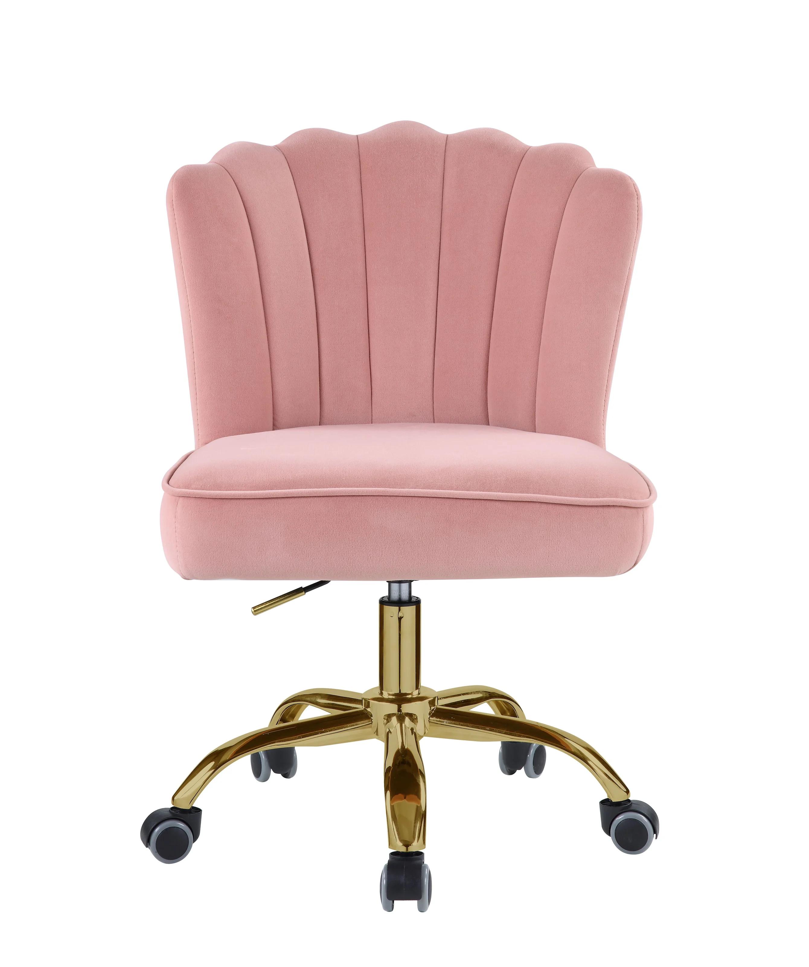 

    
Modern Pink Velvet & Gold Office Chair by Acme Moyle OF00116
