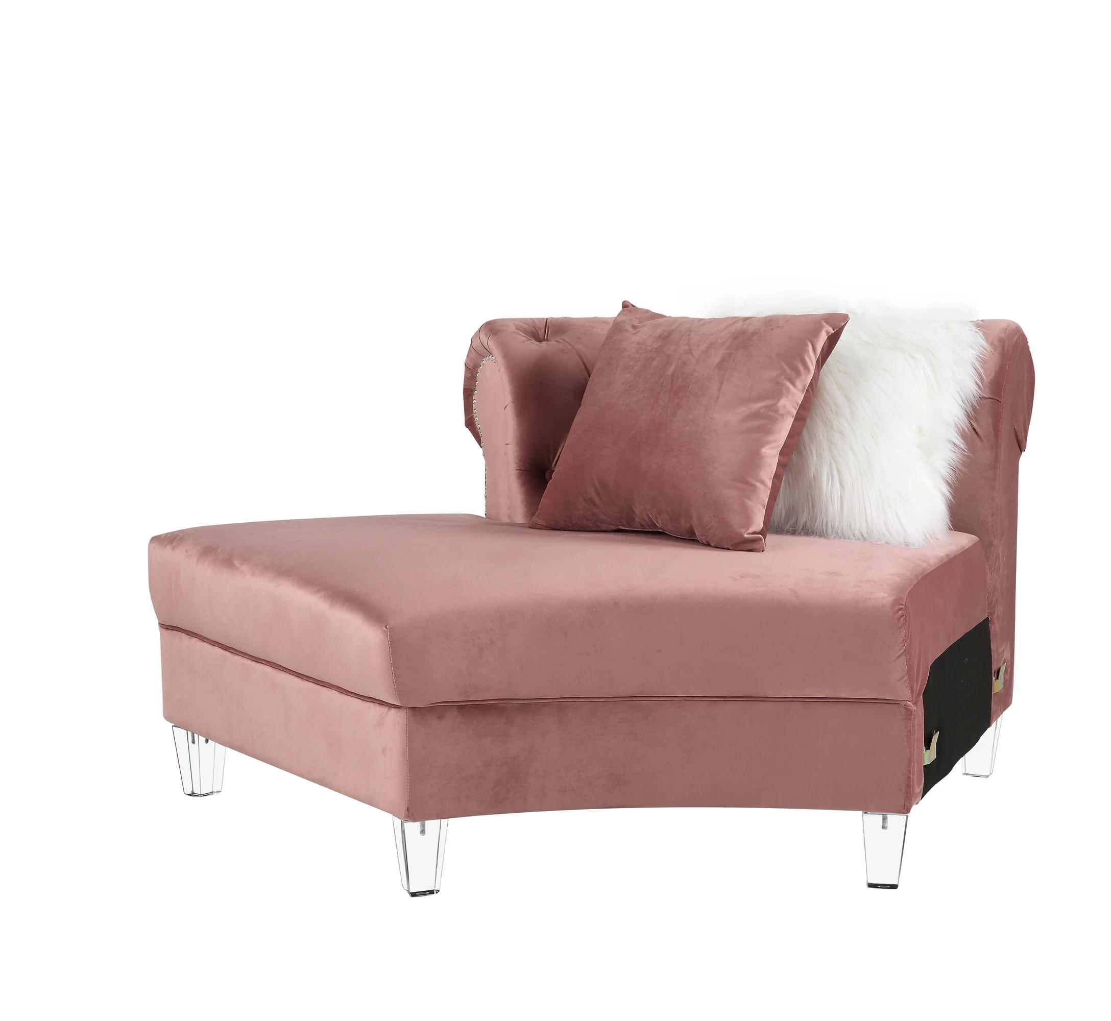 

    
Modern Pink Velvet Sectional Sofa by Acme Ninagold 57360-4pcs
