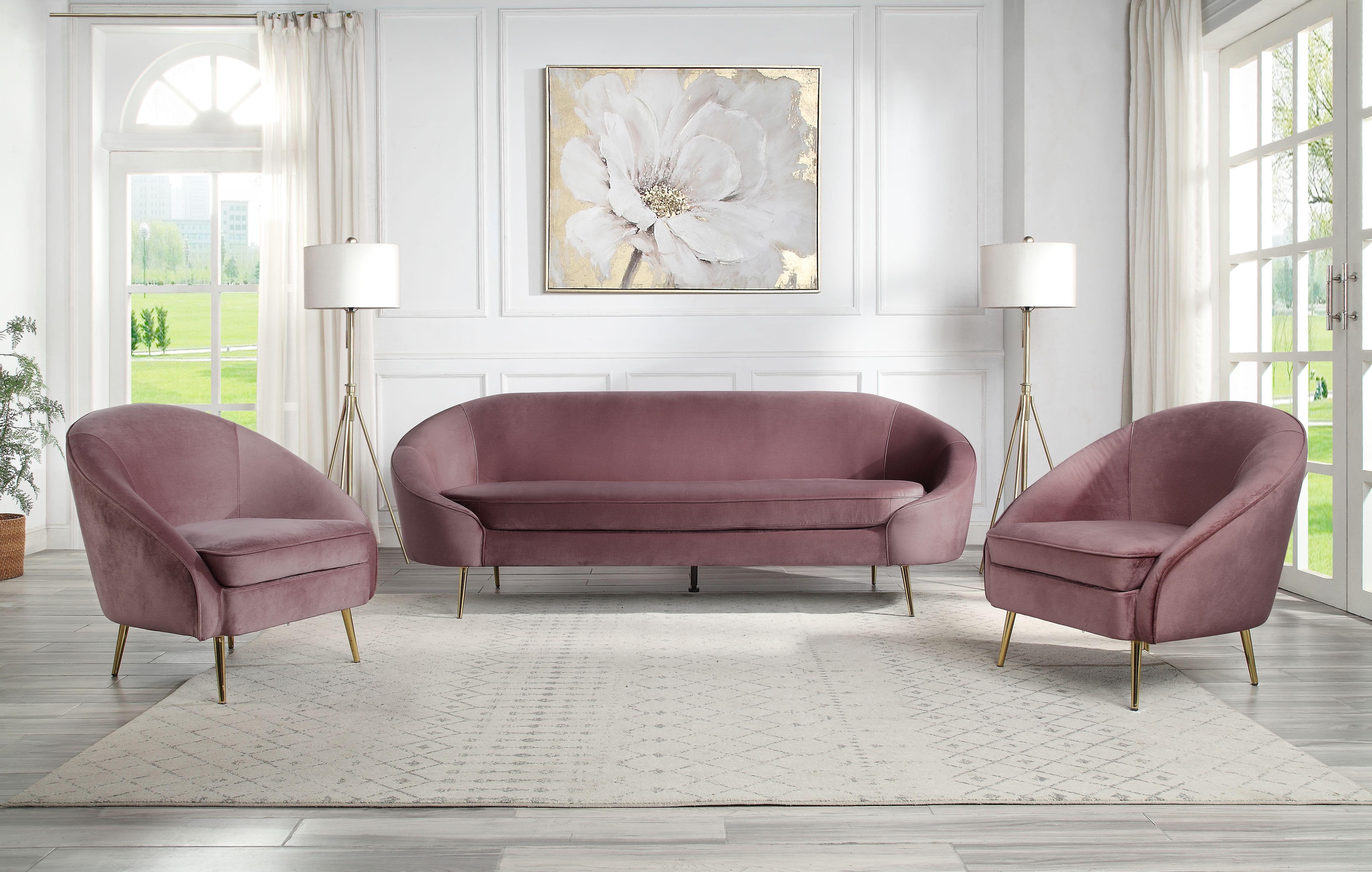 

    
 Order  Modern Pink Velvet Sofa + 2 Chairs by Acme Abey LV00205-3pcs
