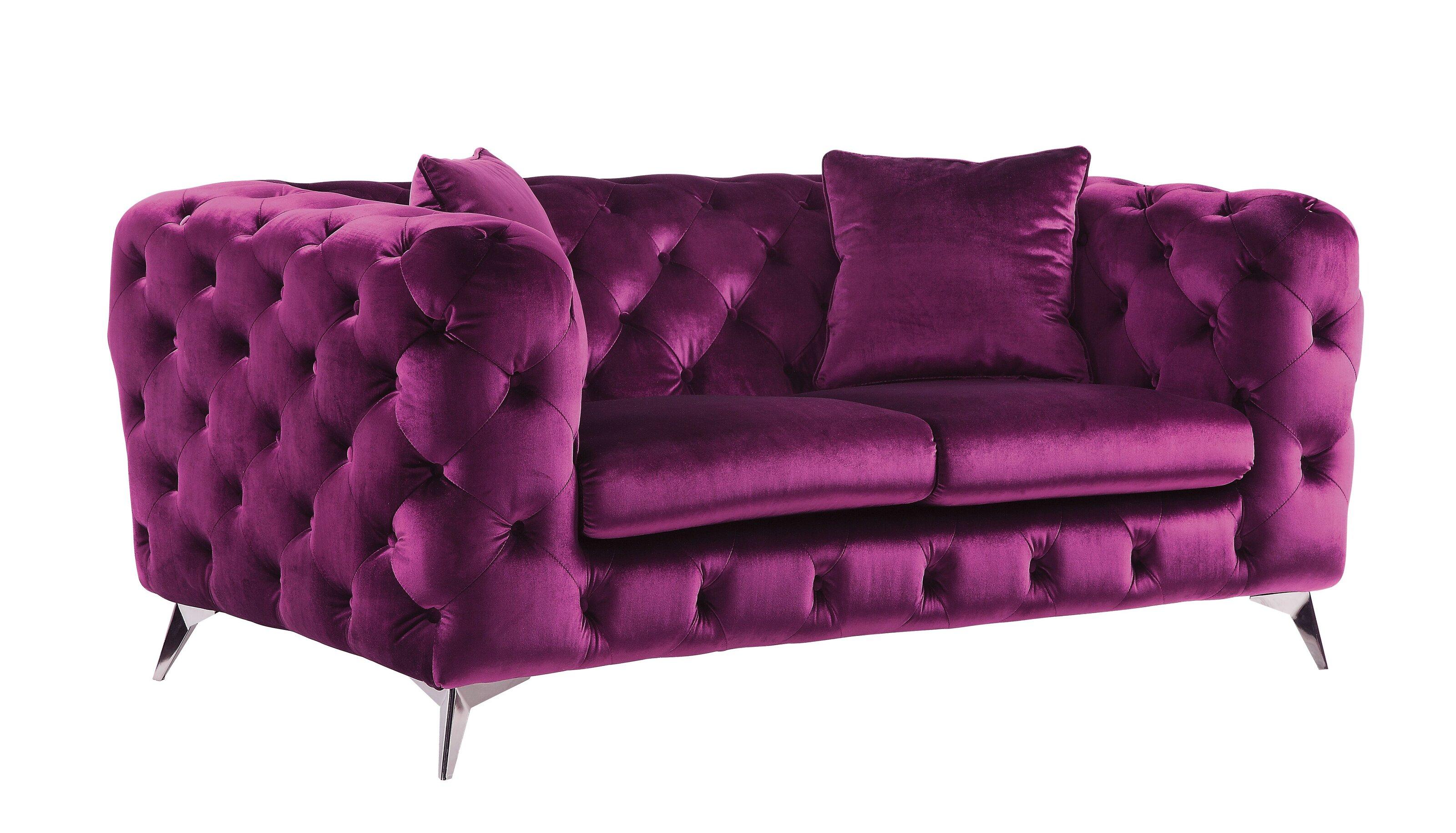 Modern Loveseat Atronia 54906 in Purple Fabric