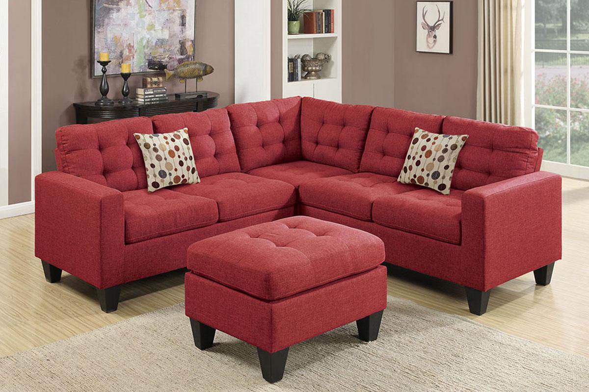 Contemporary, Modern 4-Pcs Modular Sectional F6936 F6936 in Red Fabric
