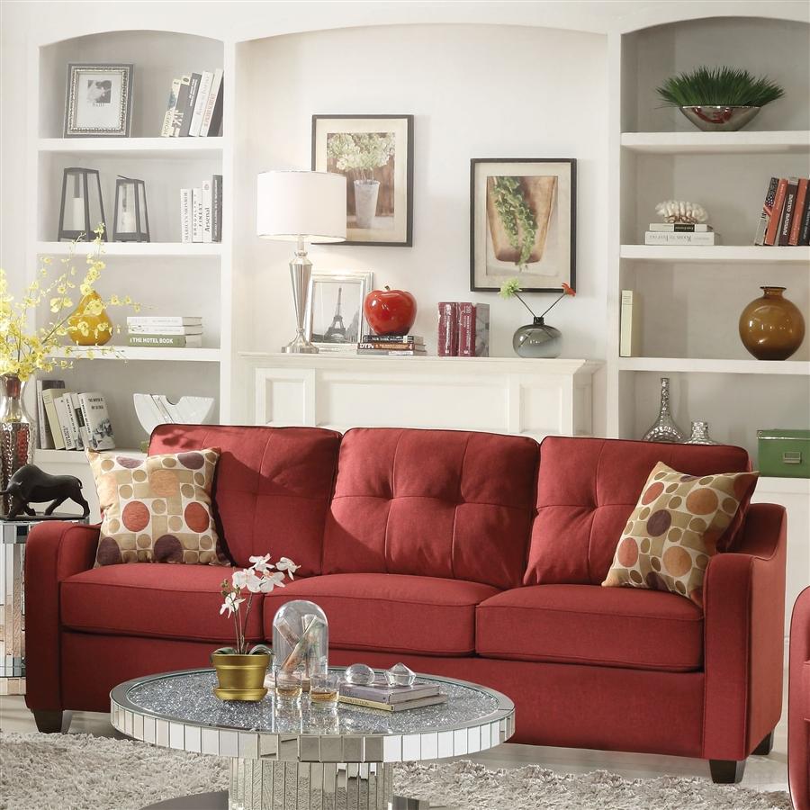 

    
Modern Red Linen Sofa by Acme Cleavon II 53560
