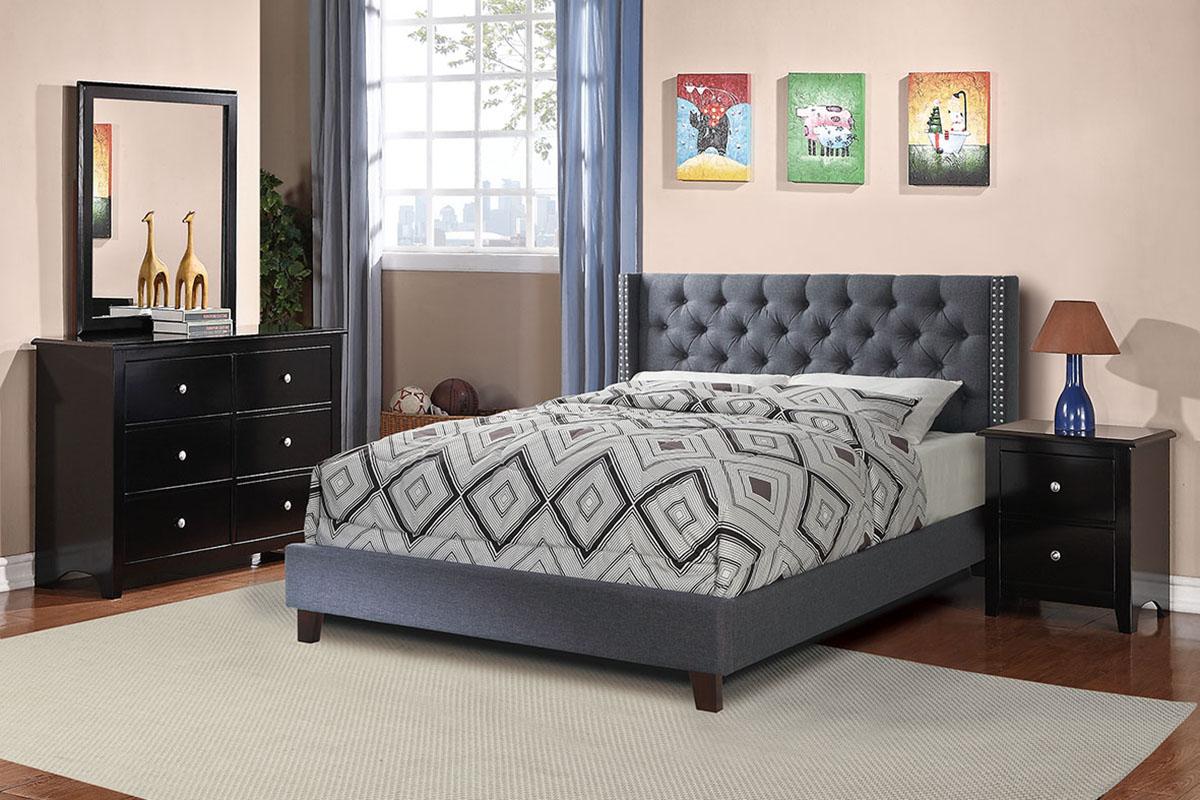 

    
Modern Grey Polyfiber Upholstered Queen Bed F9371 Poundex
