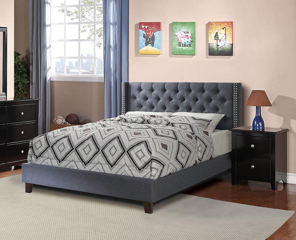 

    
Poundex Furniture F9371 Platform Bed Gray F9371Q
