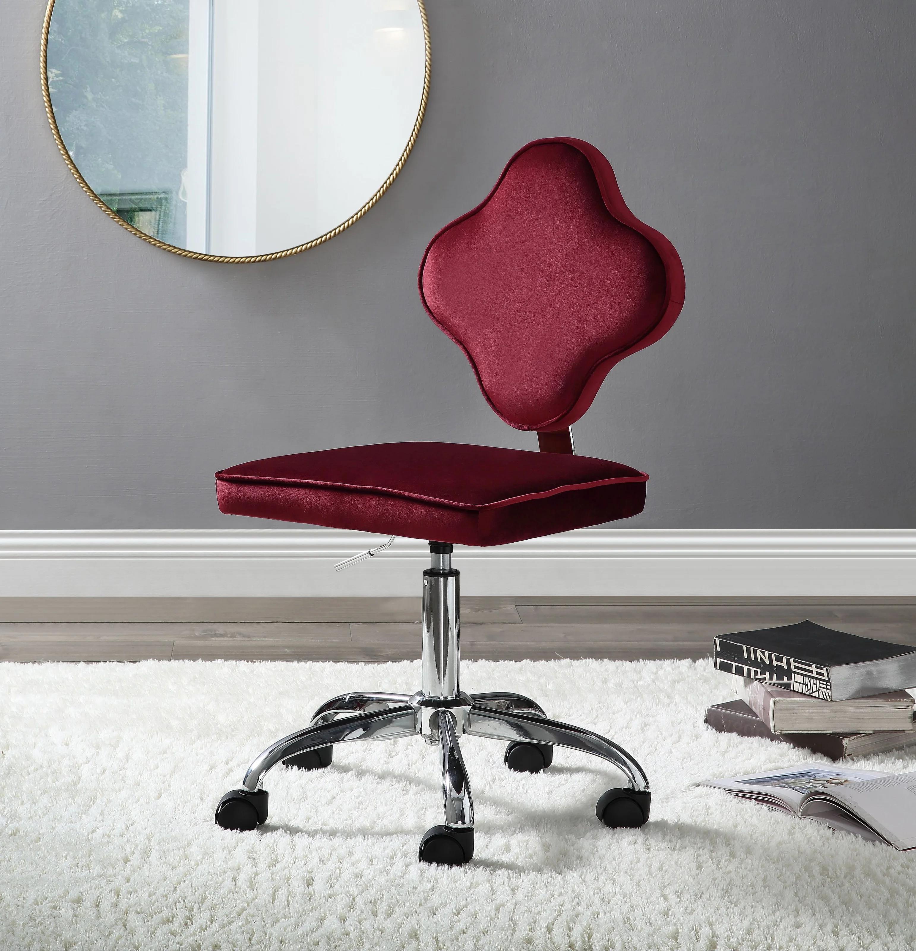 

    
Modern Red Velvet & Chrome Office Chair by Acme Clover 93070
