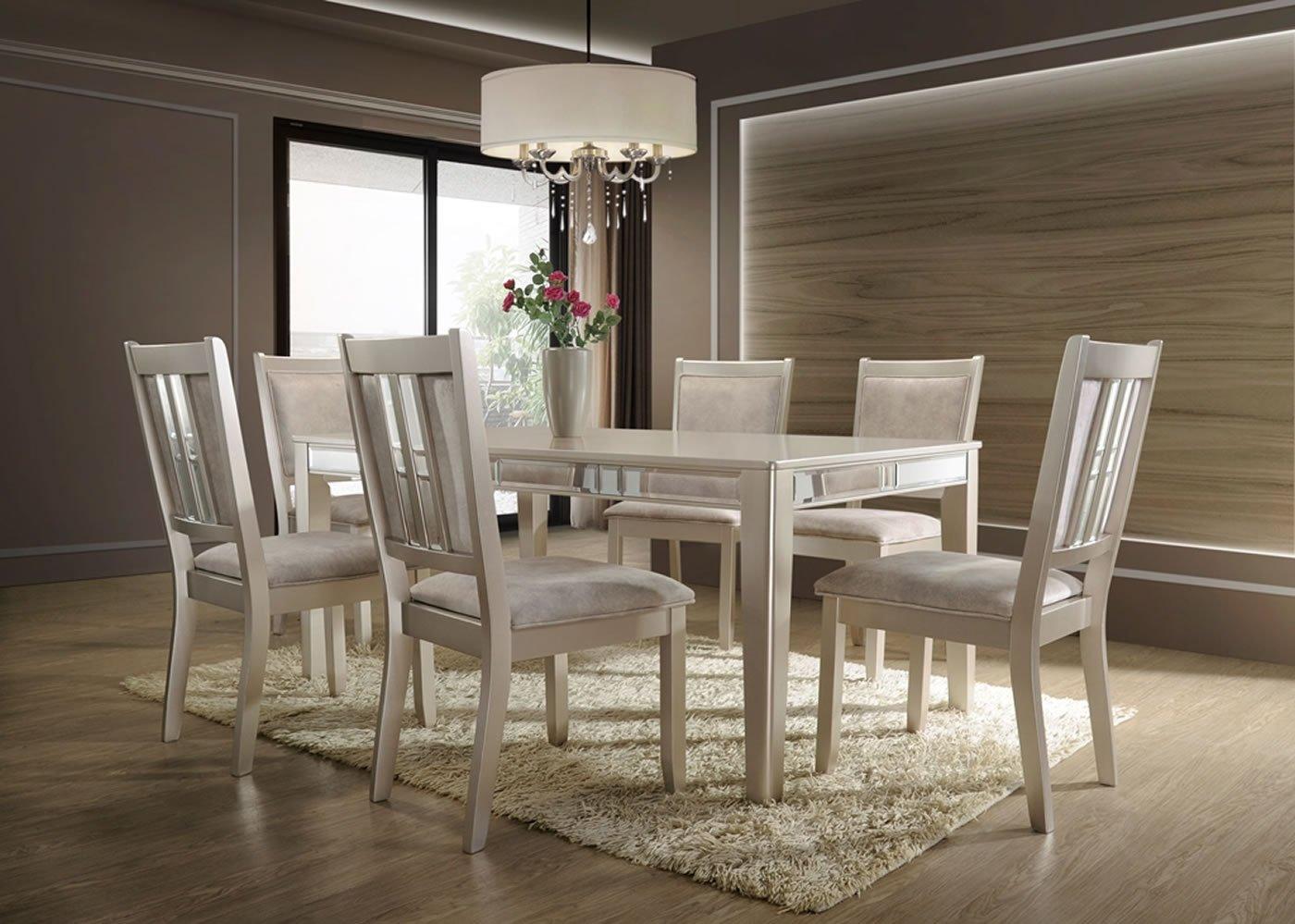 Modern Dining Sets D9500 DINING SET D9500 DINING SET-7 in Beige Mirrored