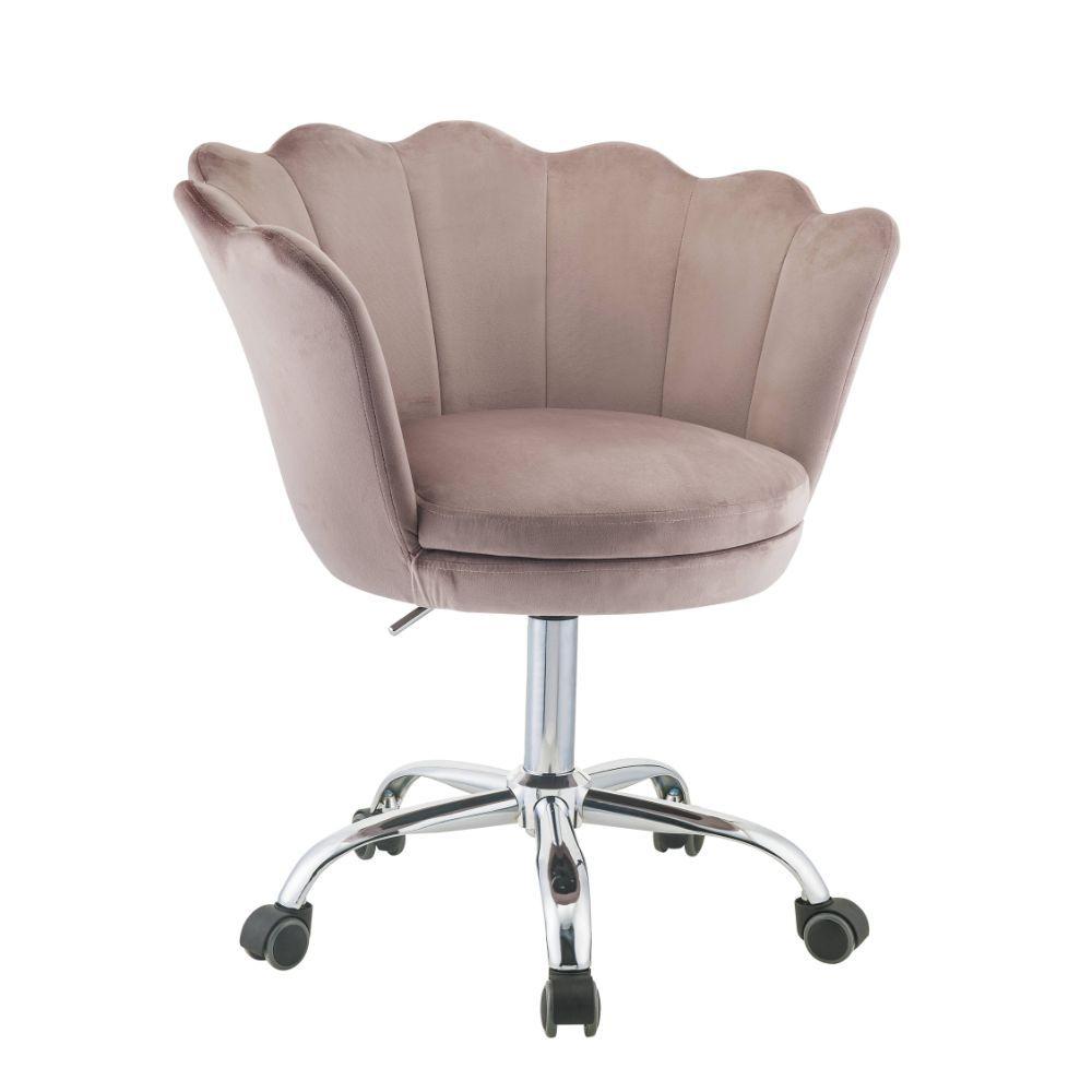 

    
Modern Rose Quartz Velvet & Chrome Office Chair by Acme Micco 92938
