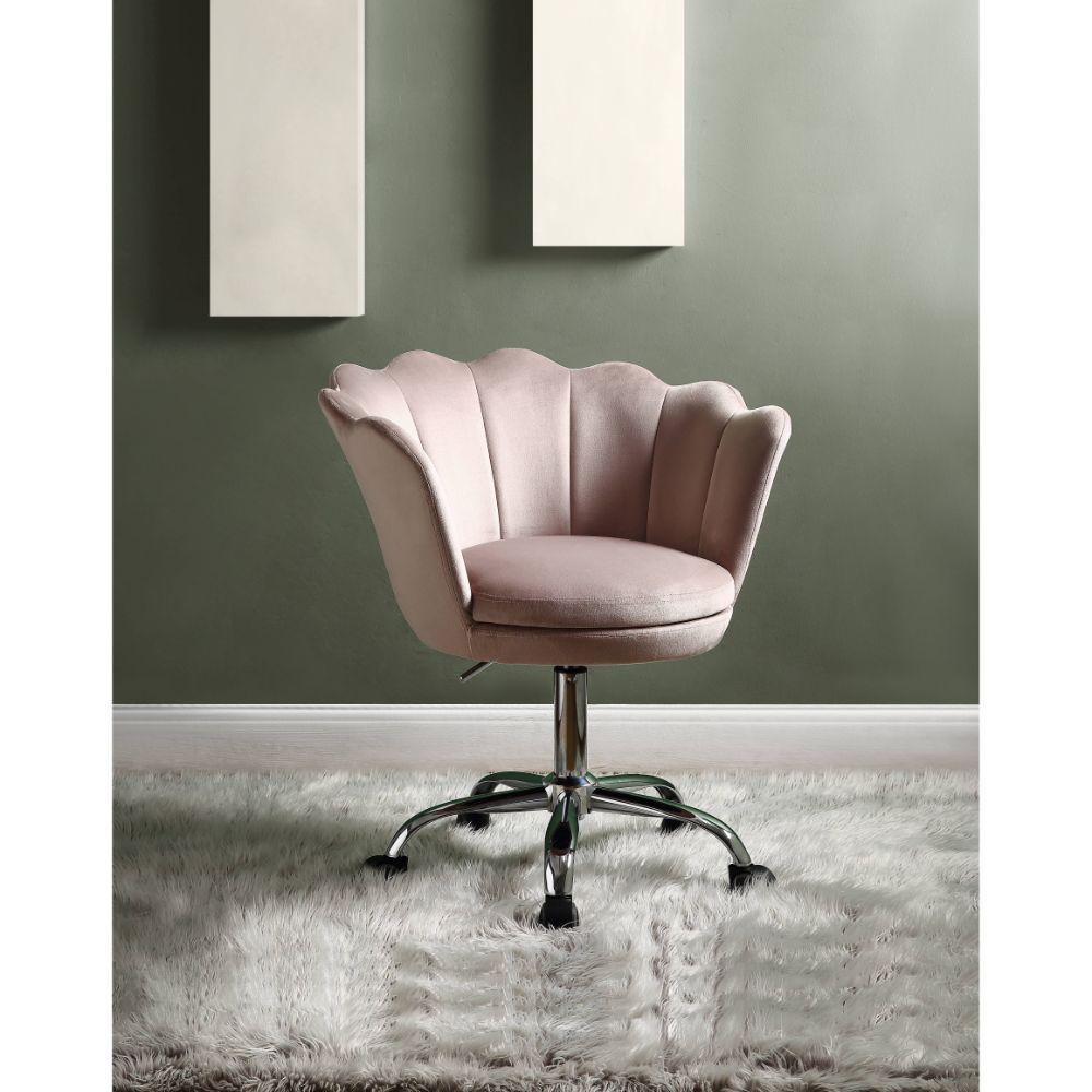 

    
Modern Rose Quartz Velvet & Chrome Office Chair by Acme Micco 92938
