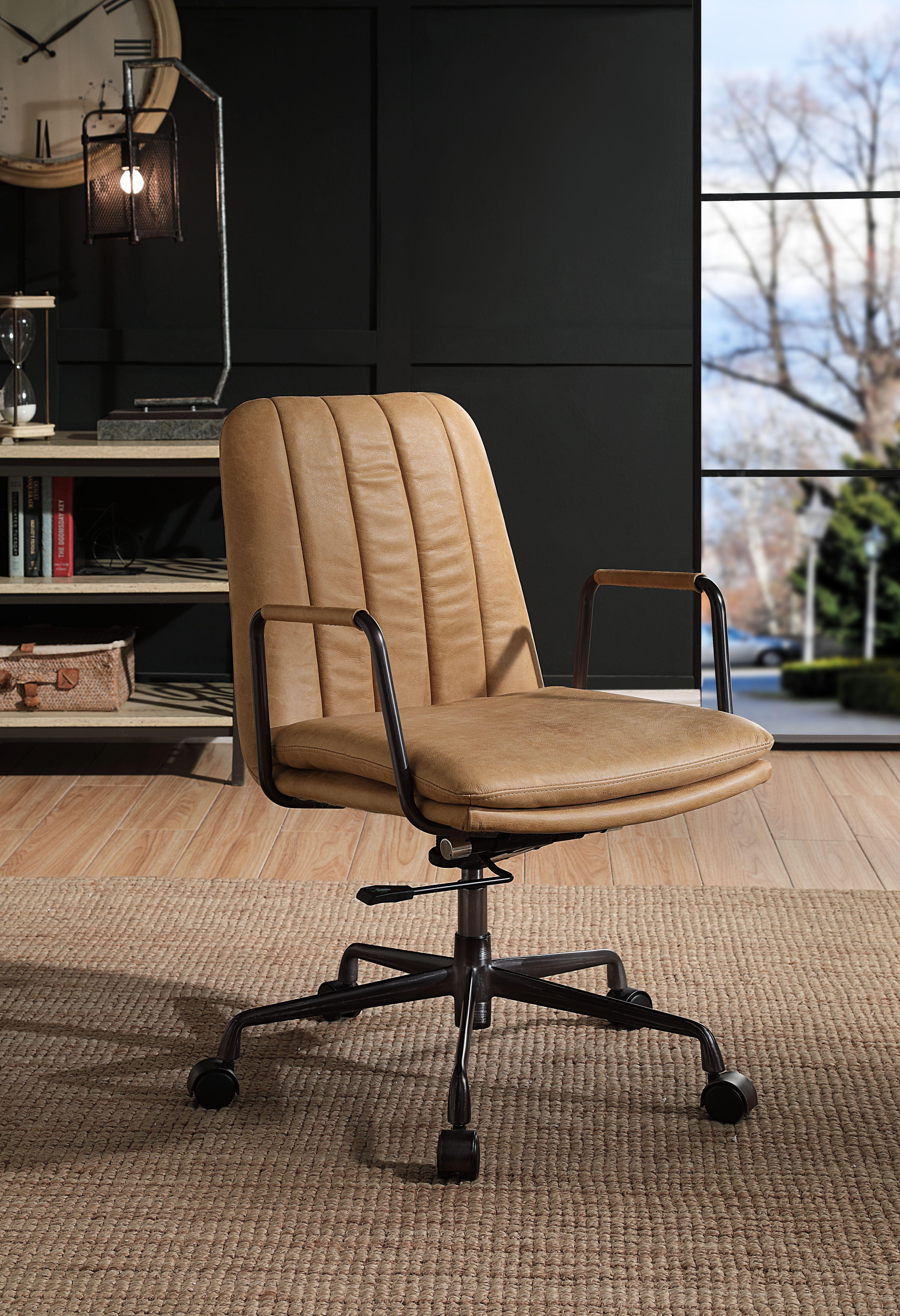 

                    
Buy Modern Rum Finish Top Grain Leather Office Chair by Acme Eclarn 93174
