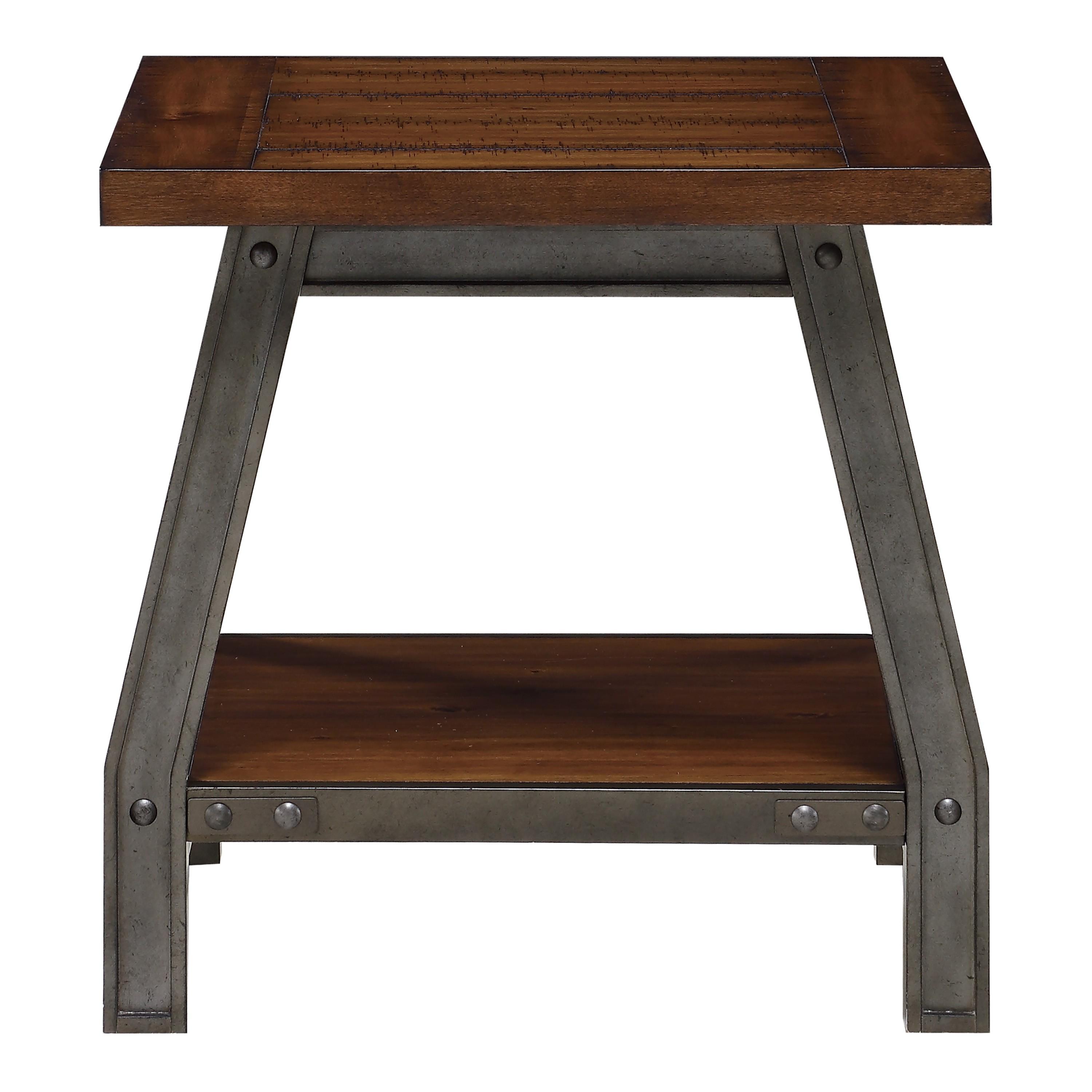 Modern End Table 1715-04 Holverson 1715-04 in Rustic Brown 