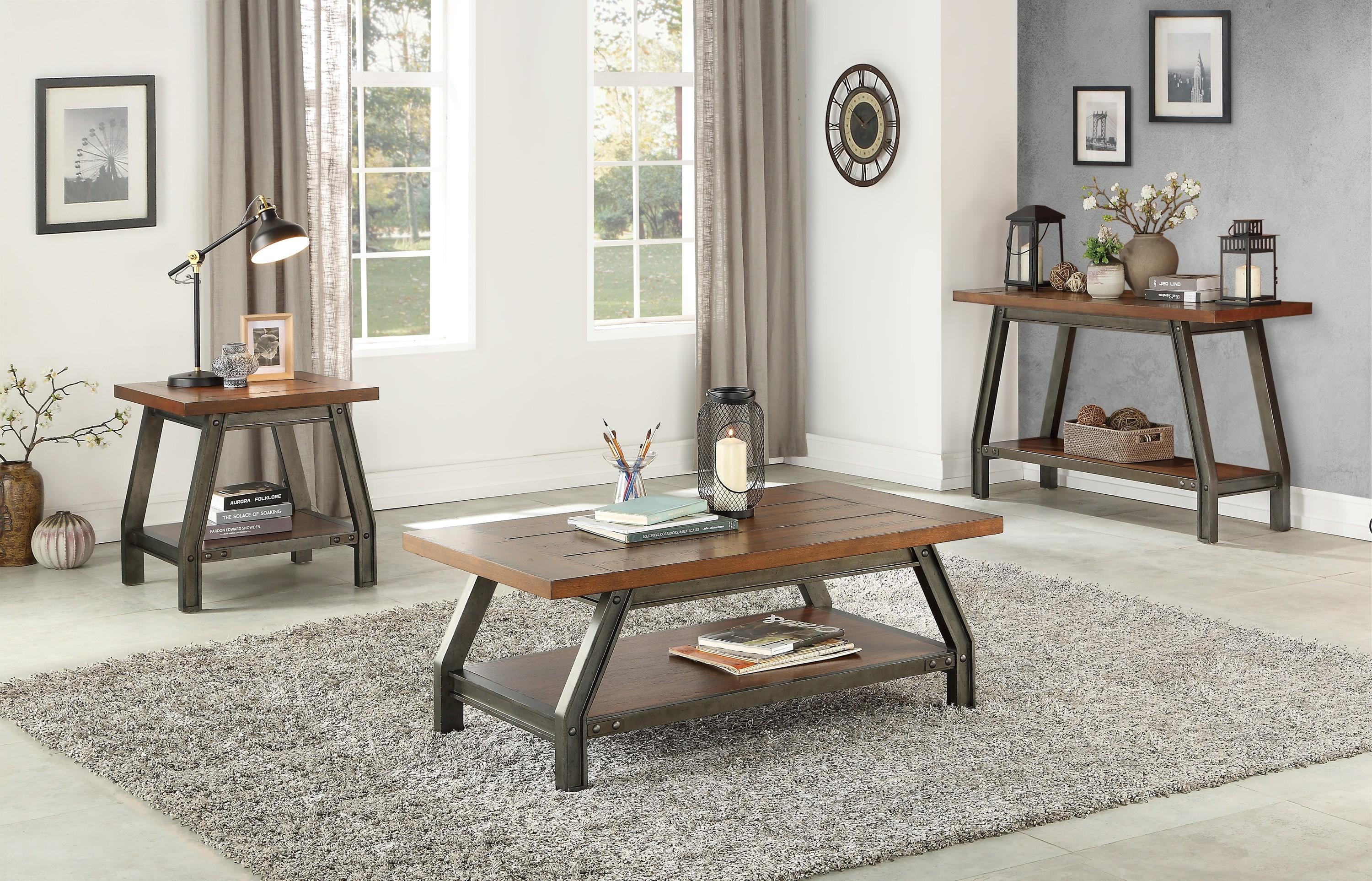 Modern Occasional Table Set 1715-3PC Holverson 1715-3PC in Rustic Brown 