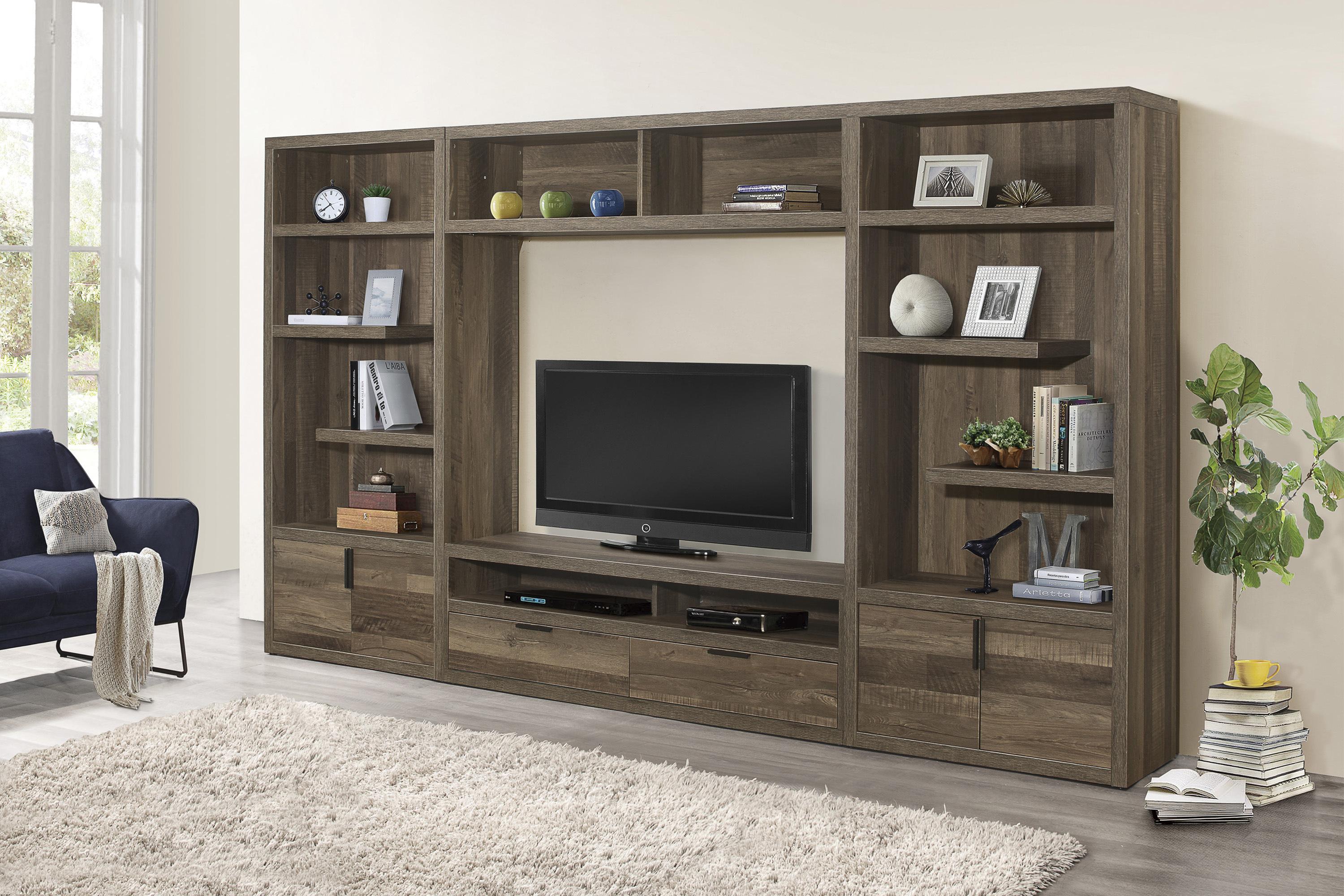 Modern TV Stand Set 36660-64T-4PC Danio 36660-64T-4PC in Natural 