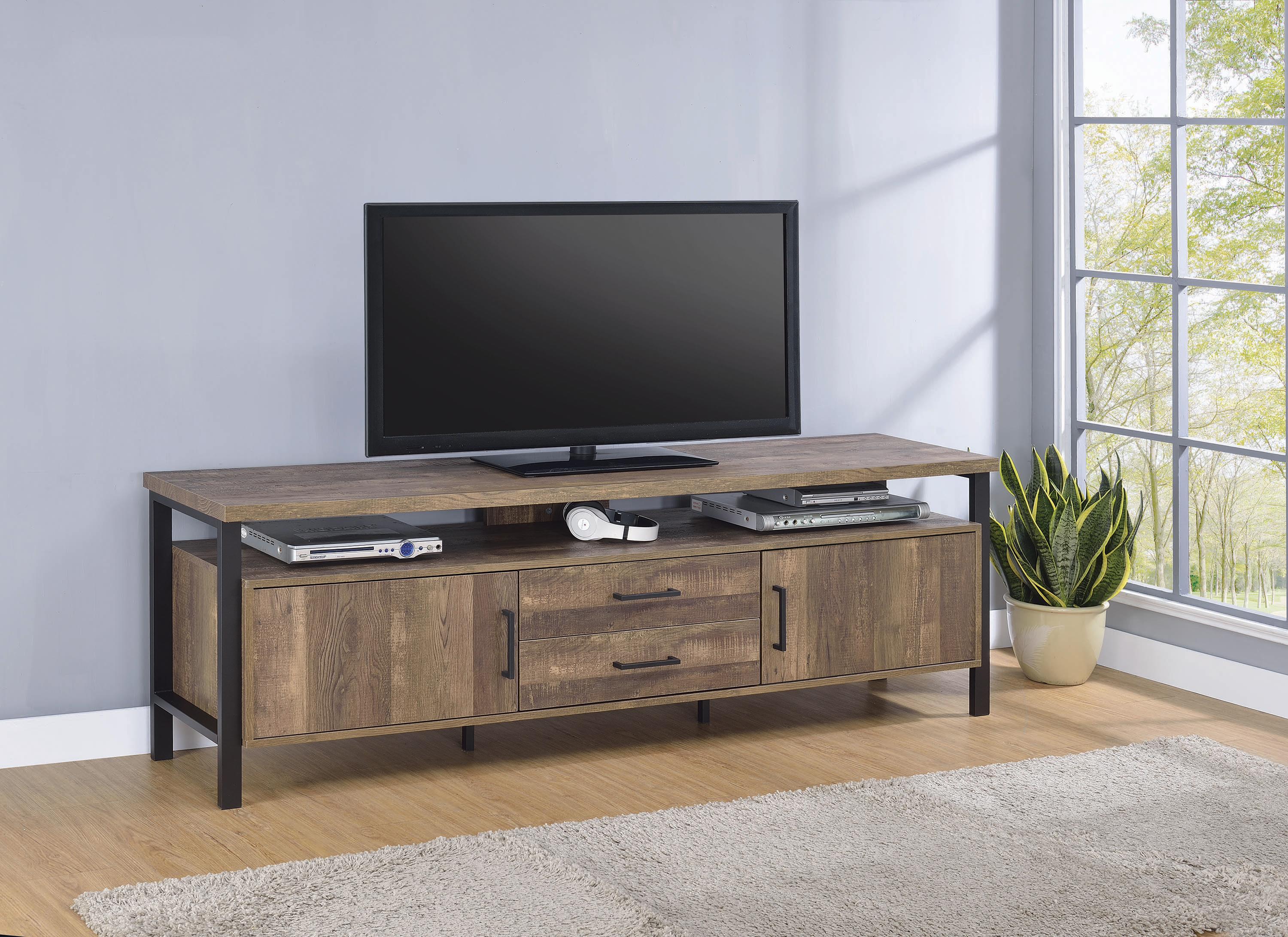 

                    
Buy Modern Rustic Oak Finish Wood TV Console Coaster 722563
