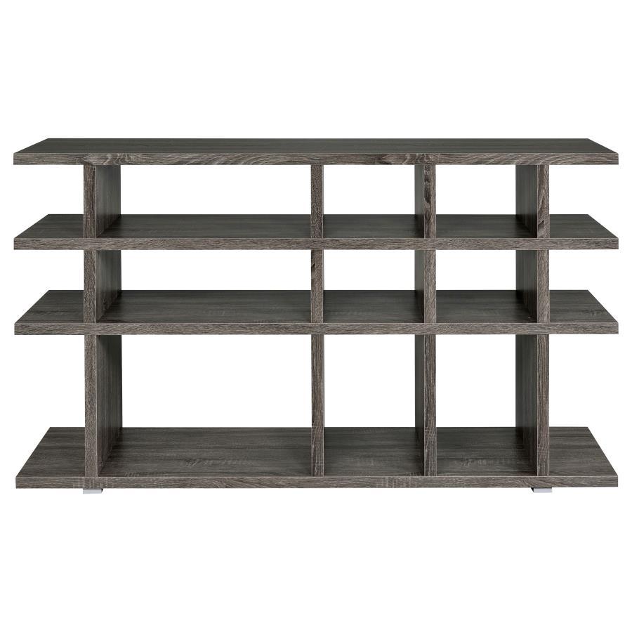 

    
Modern Rustic Weathered Gray Wood Bookcase Coaster 800359 Santos
