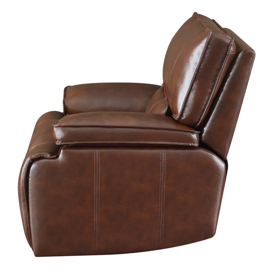 

                    
Coaster 610411P-S3 Southwick Power Living Room Set Brown Top Grain Leather Match Purchase 
