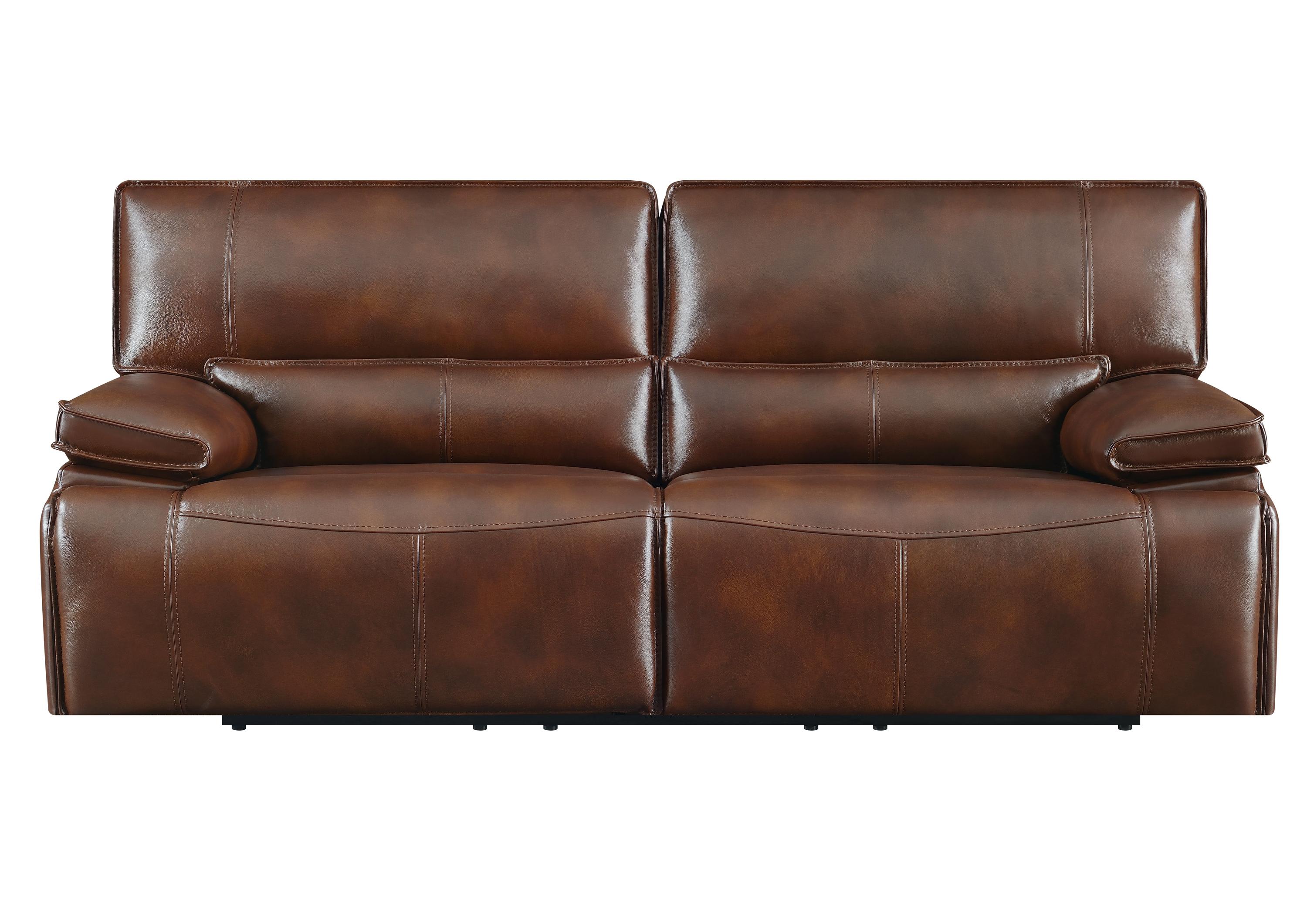 

    
Modern Saddle Brown Top Grain Leather Match Power Sofa Coaster 610411P Southwick
