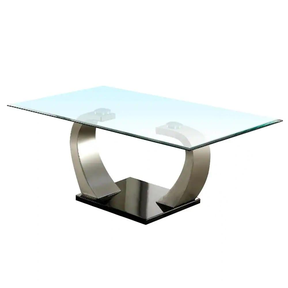 

    
Satin Plated Tempered Glass Coffee Table ROXO CM4728C FOA Modern Glam

