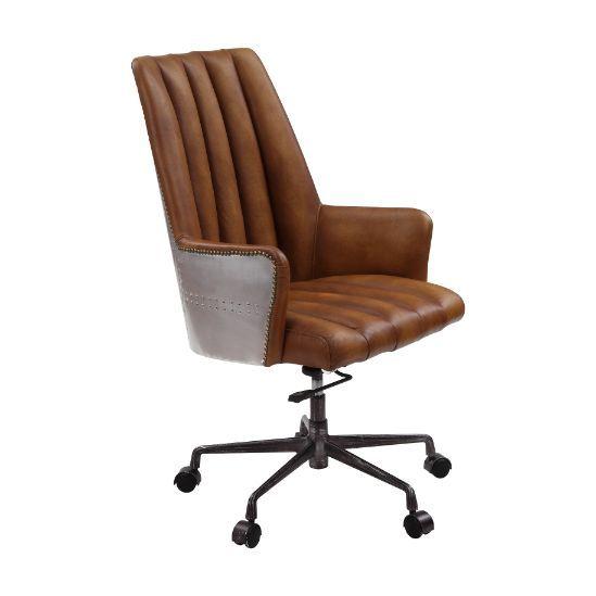 Modern Office Chair Salvol 93176 in Brown Top grain leather