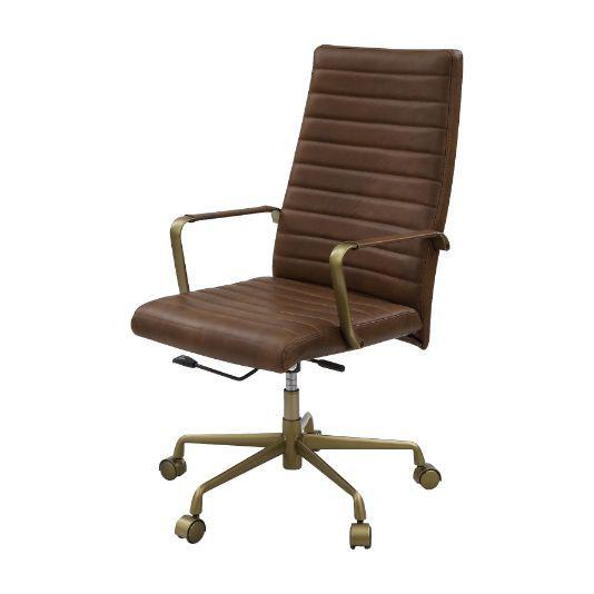 Modern Office Chair Duralo 93167 in Brown Top grain leather