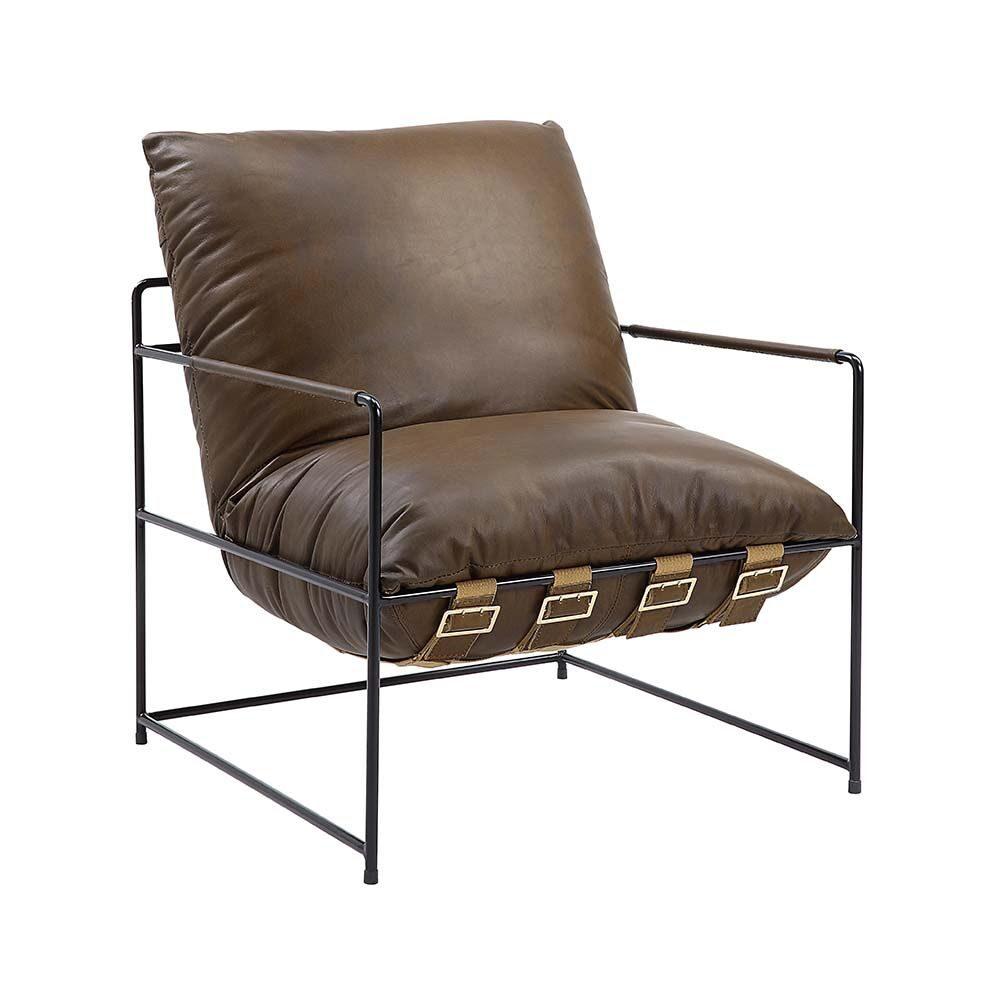 

    
Modern Saturn Top Grain Leather Metal Base Accent Chair Acme Oralia
