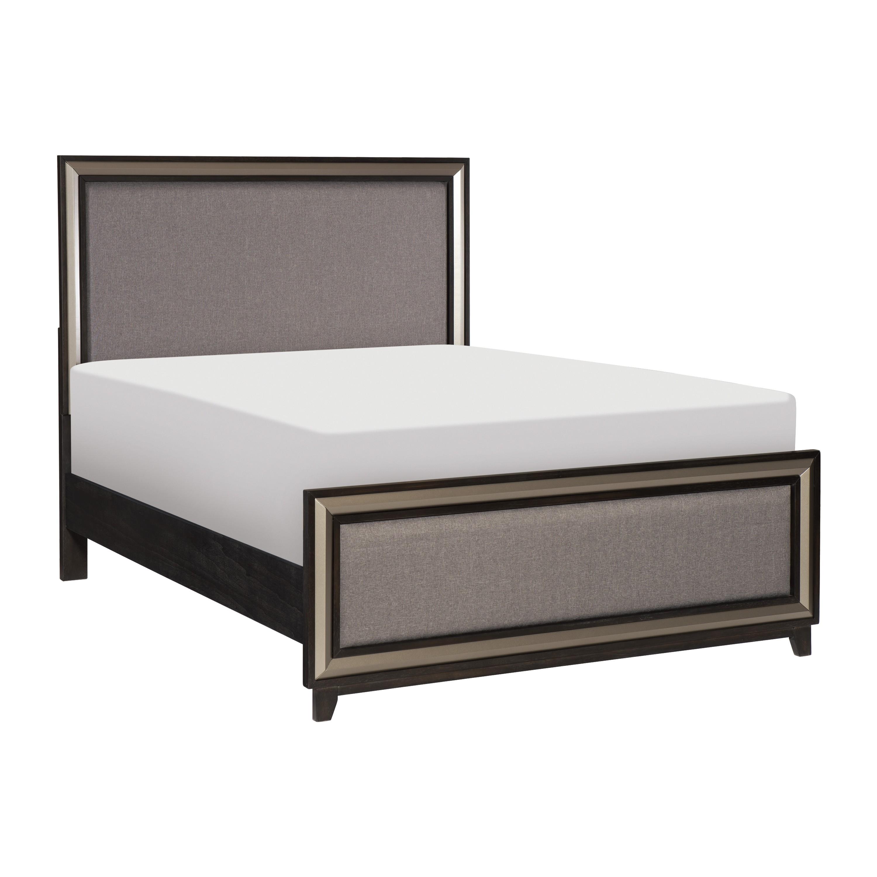 Modern Bed 1536-1* Grant 1536-1* in Ebony, Silver Polyester