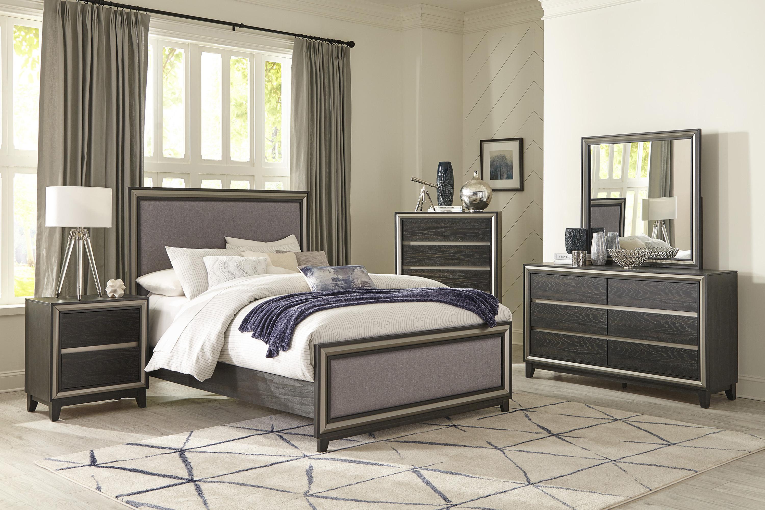 

    
Modern Silver & Ebony Wood Queen Bedroom Set 5pcs Homelegance 1536-1* Grant

