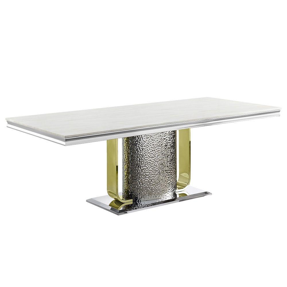 

    
Acme Furniture Fadri Dining Table DN01952-T Dining Table Silver/Gold DN01952-T
