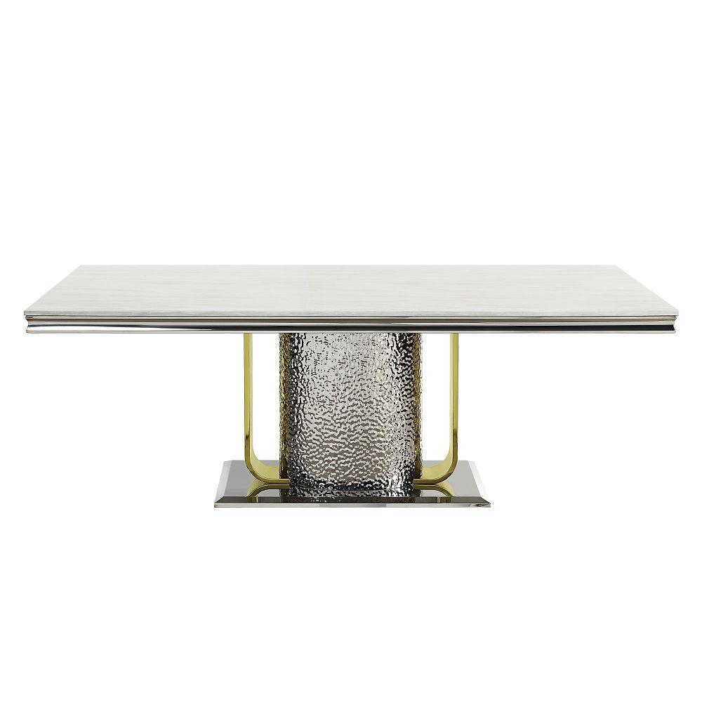 

    
Modern Silver/Gold Stainless Steel Dining Table Acme Fadri DN01952-T
