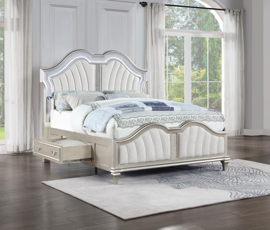 

    
Modern Silver Oak Wood Queen Storage Panel Bed Coaster Evangeline 223390Q

