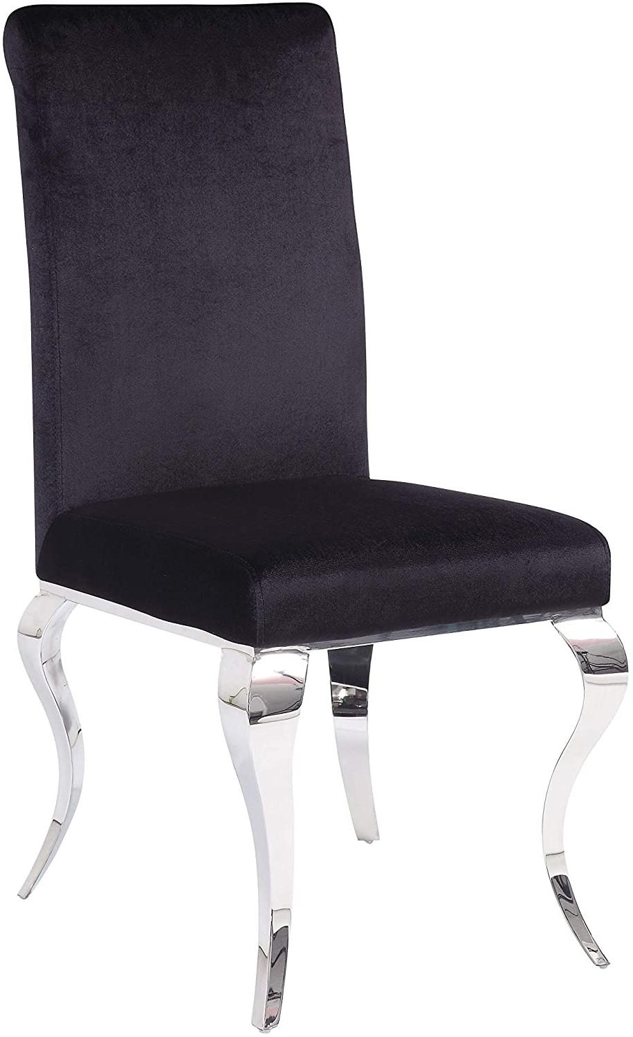 Modern Side Chair Set Fabiola 62072-2pcs in Steel, Black Fabric