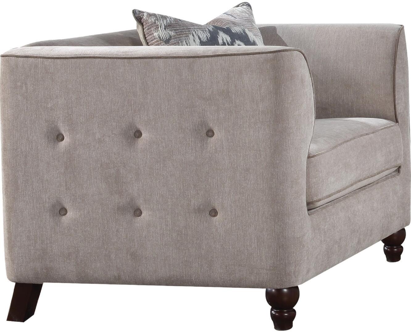 

                    
Acme Furniture Cyndi Sofa Loveseat and Chair Set Tan Velvet Purchase 
