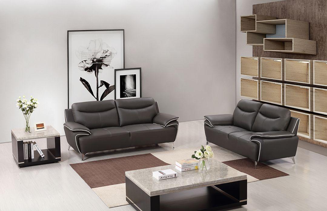 Modern Sofa Set EK531-TPE EK531-TPE-Set-2 in Taupe Leather