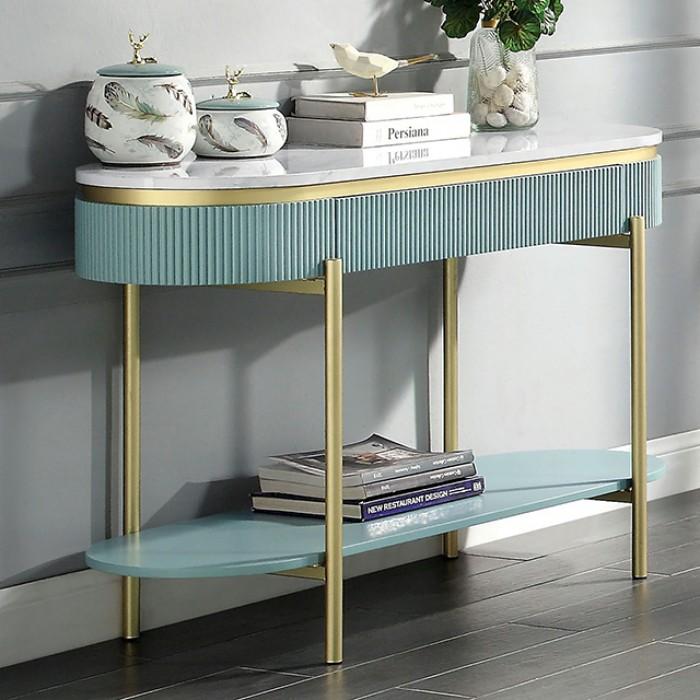 Modern Console Table Koblenz Console Table CM4412GR-S-C CM4412GR-S-C in White, Teal 