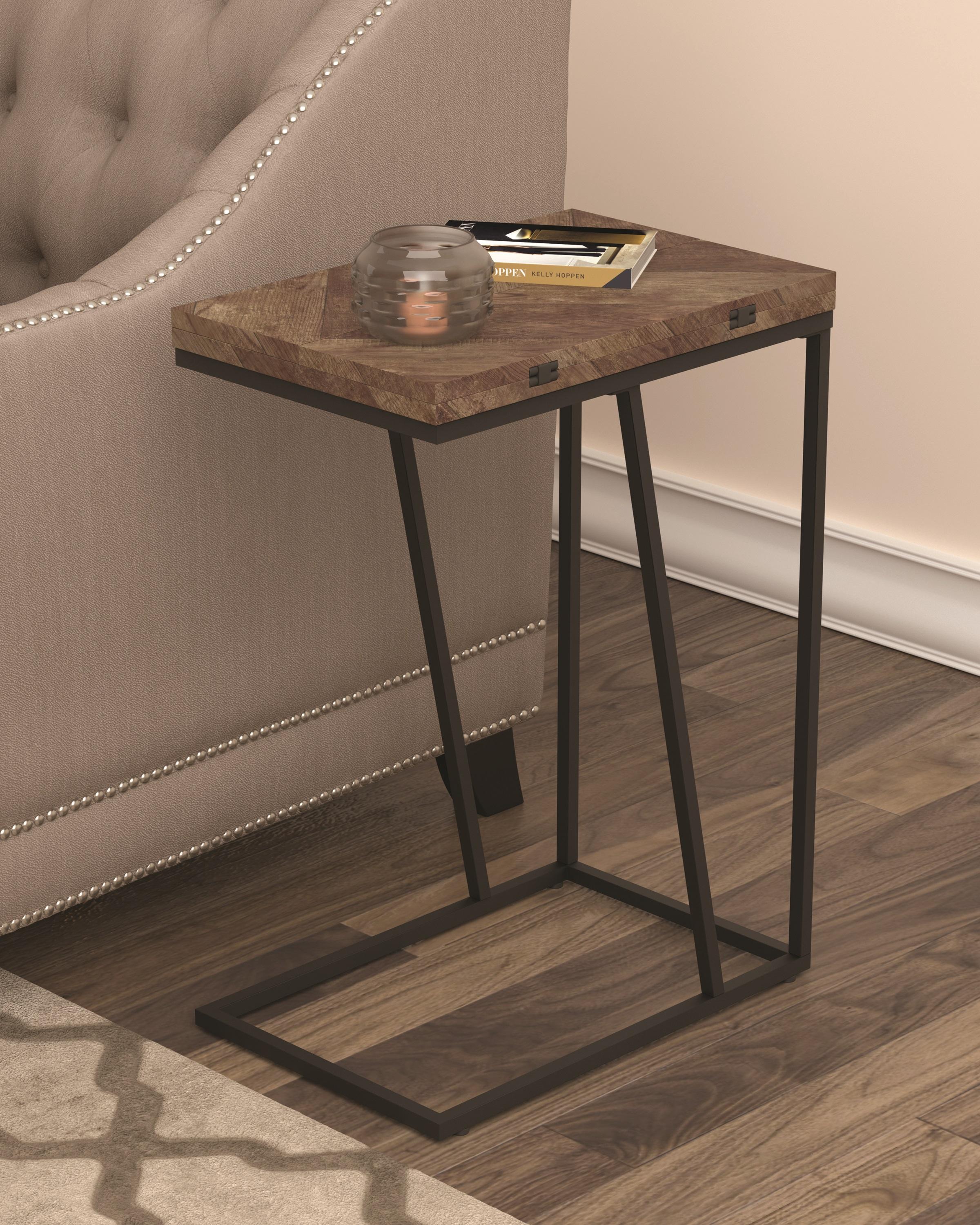 

    
931157 Modern Tobacco Finish Wood & Metal Expandable Accent Table Coaster 931157
