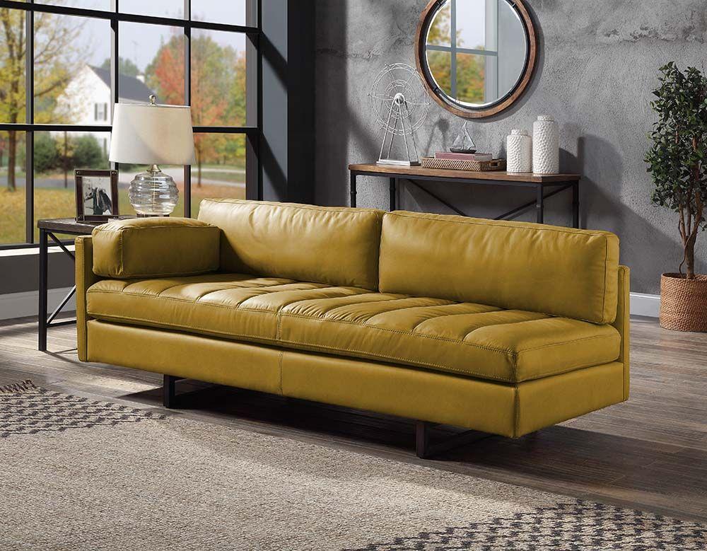 

    
Modern Tumeric Top Grain Leather Upholstery Sofa Acme Radia
