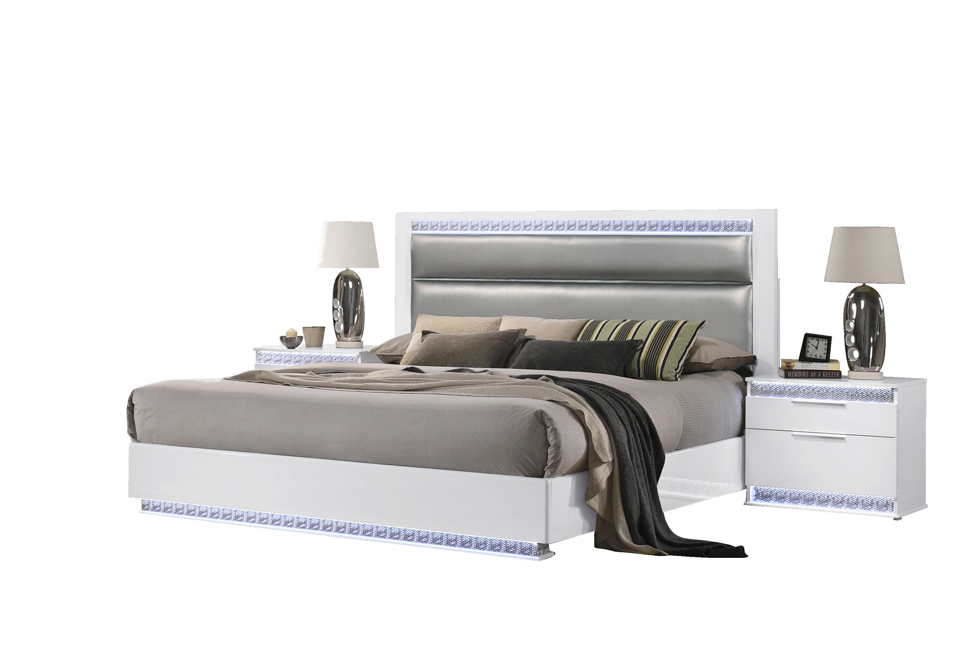 Contemporary Platform Bedroom Set Moscow MOSCOW-KING-2N-3PC in White, Gray 