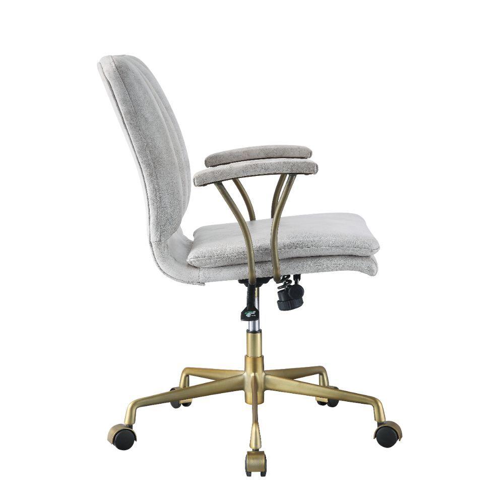 

    
Modern Vintage White Top Grain Leather & Chrome Office Chair by Acme Damir 92422
