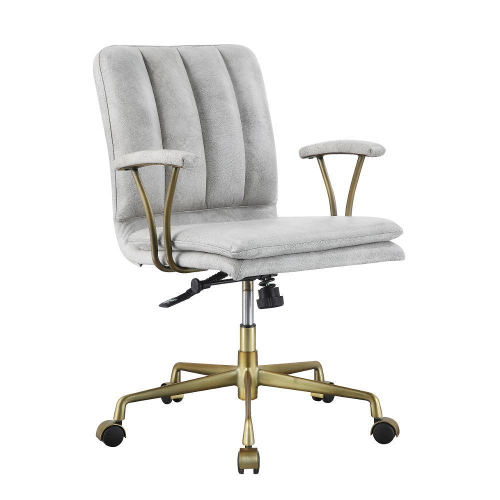 Modern Office Chair Damir 92422 in Light Gray Top grain leather