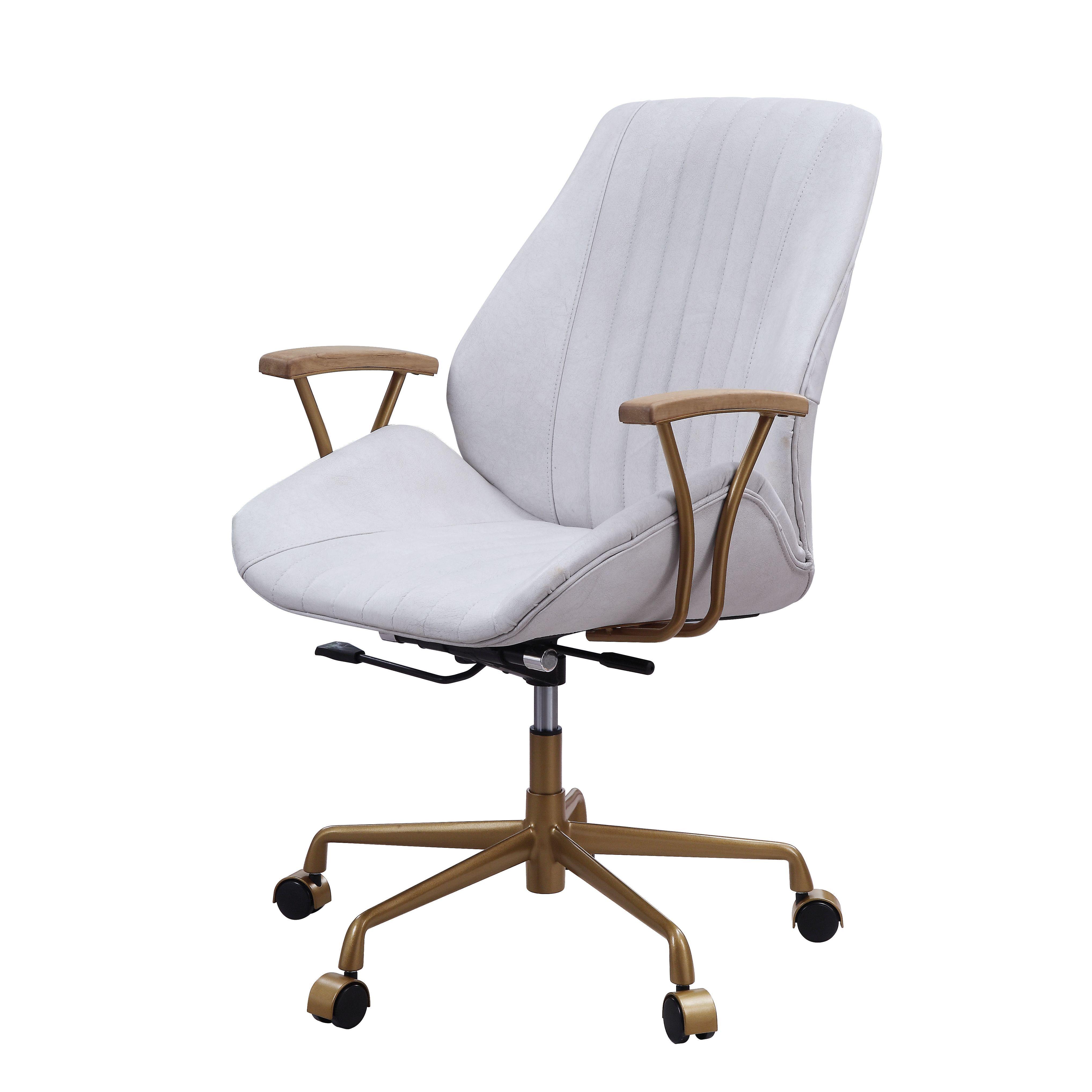 Modern, Classic Home Office Chair Argrio 93241 in Vintage White Top grain leather
