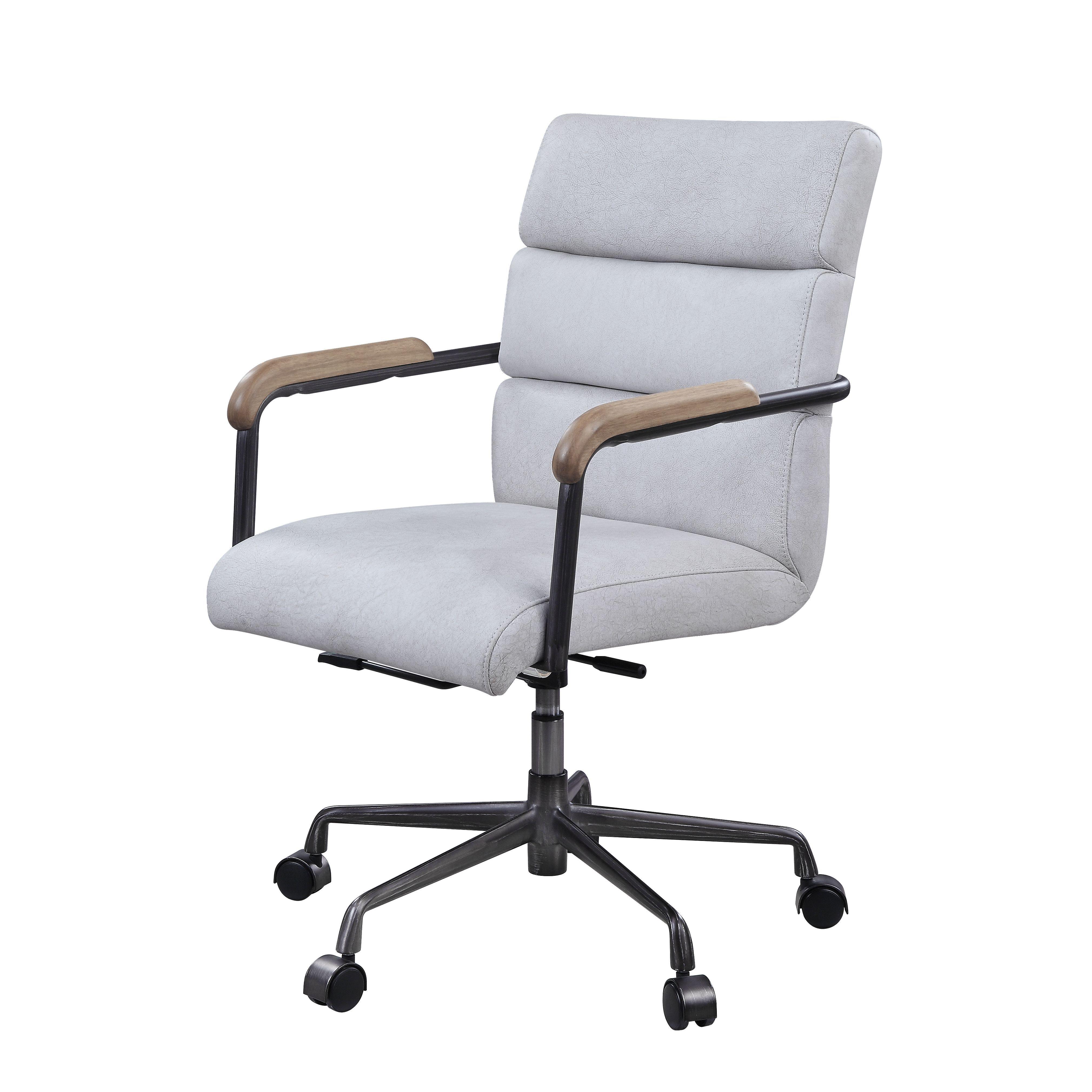 Modern Office Chair Halcyon 93243 in Vintage White Top grain leather