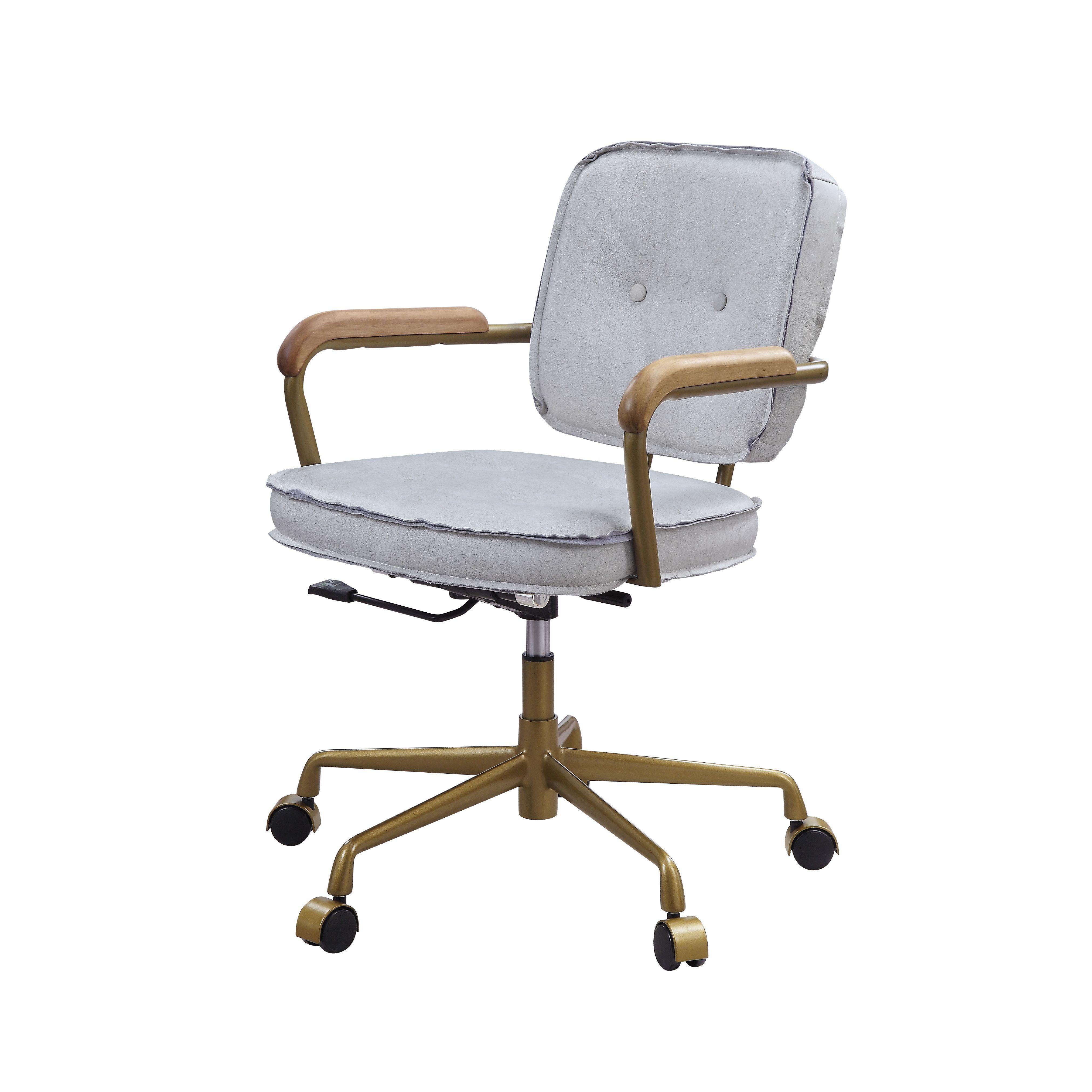 

    
Modern Vintage White Top Grain Leather Office Chair by Acme Siecross 93172
