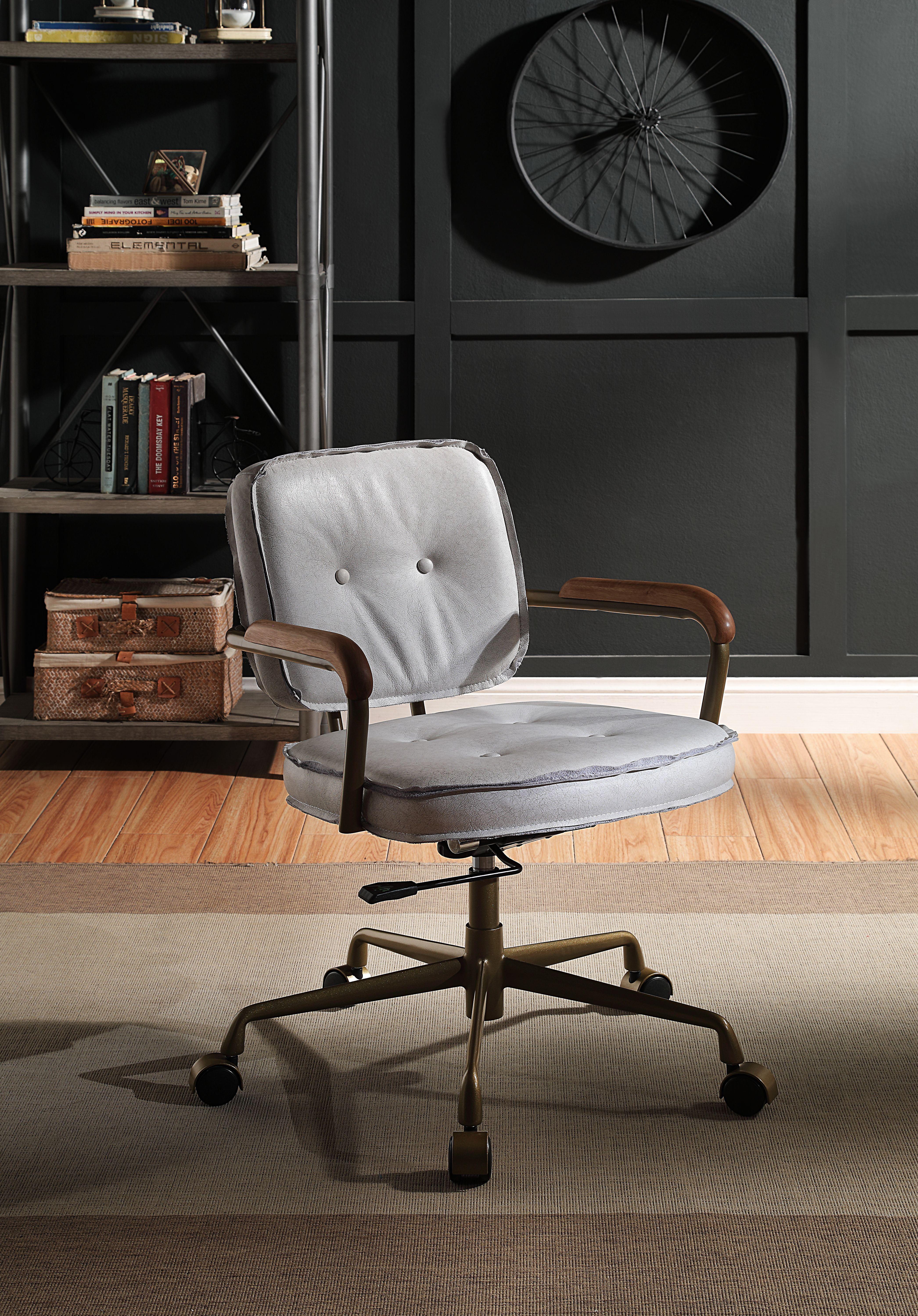 

    
 Order  Modern Vintage White Top Grain Leather Office Chair by Acme Siecross 93172
