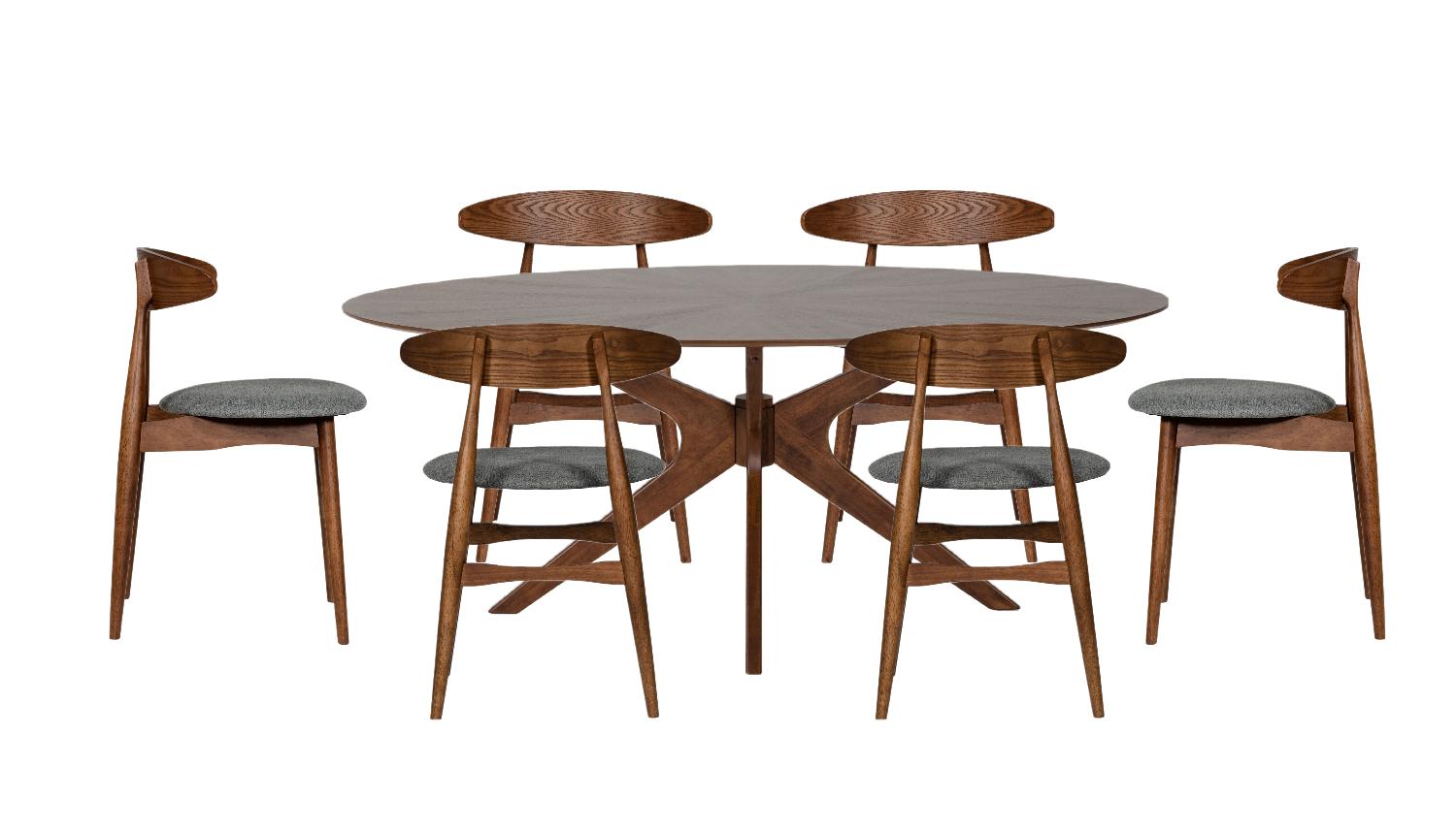 Contemporary, Modern Dining Room Set Prospect VGMAMIT-5276-1-7pcs in Walnut Fabric